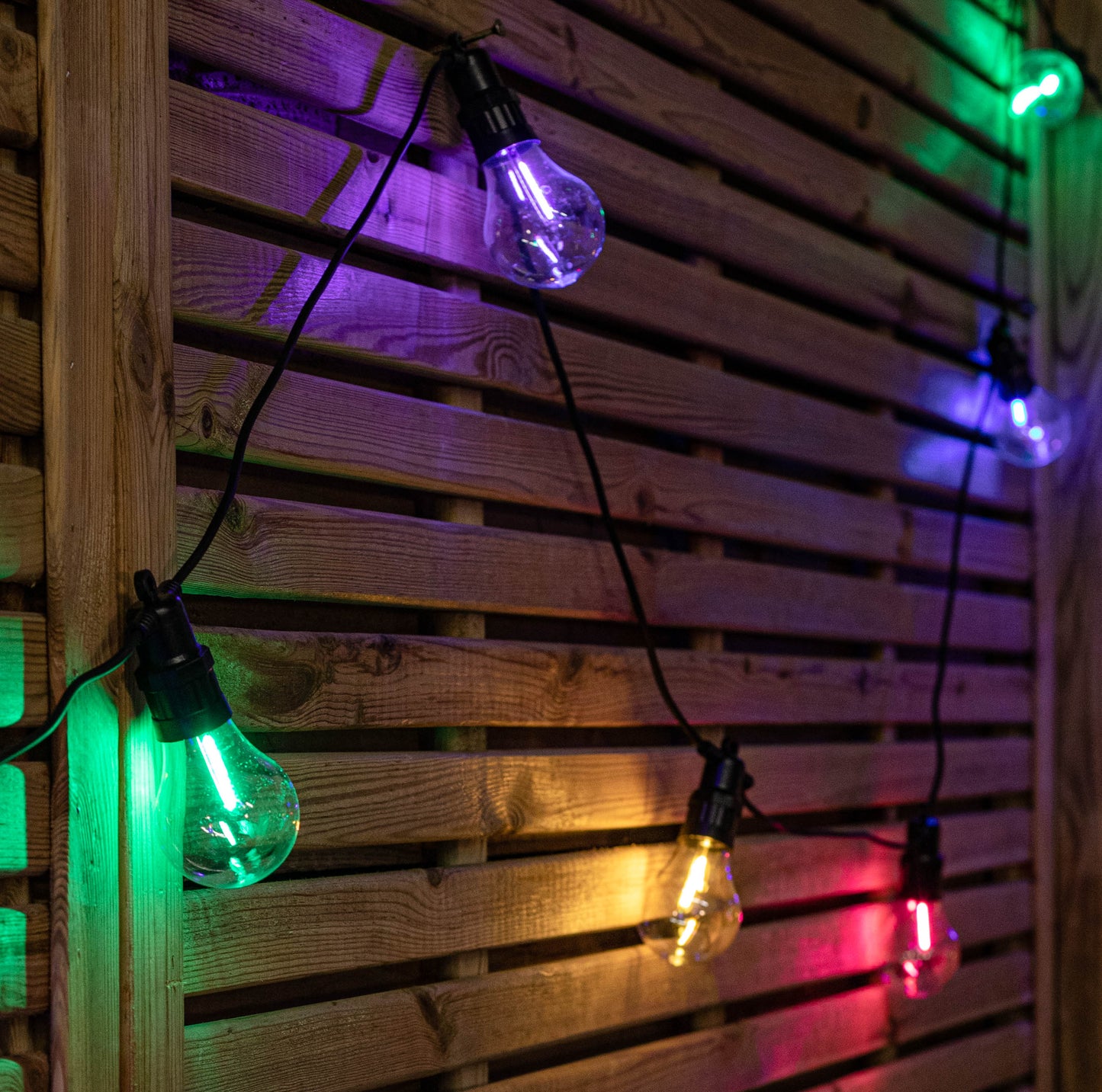 Set of 10 Indoor Outdoor Connectable Festoon Lights with Multi-Coloured LEDs
