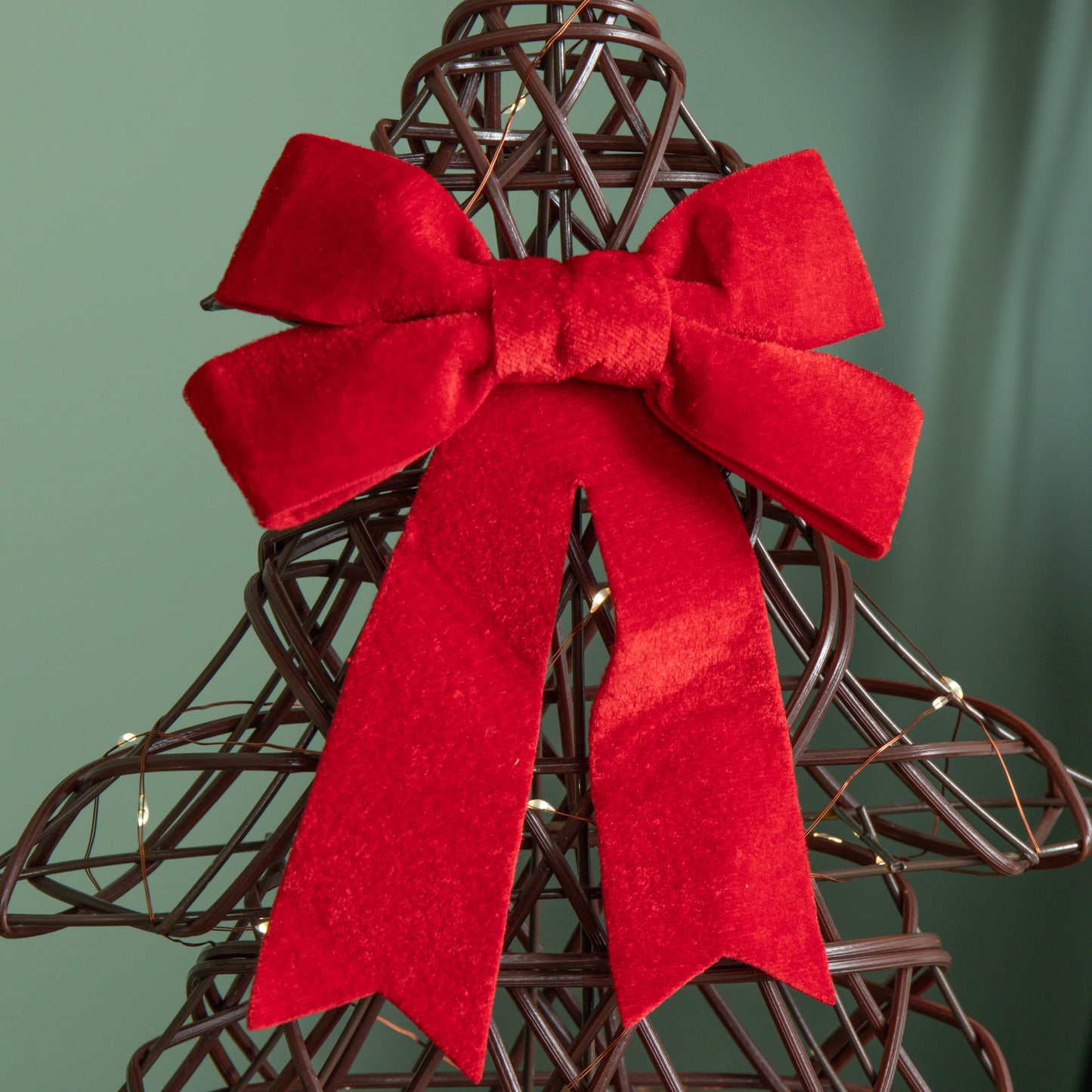 60cm Battery Operated Light up Christmas Tree with Red Bow & 60 Warm White LEDs