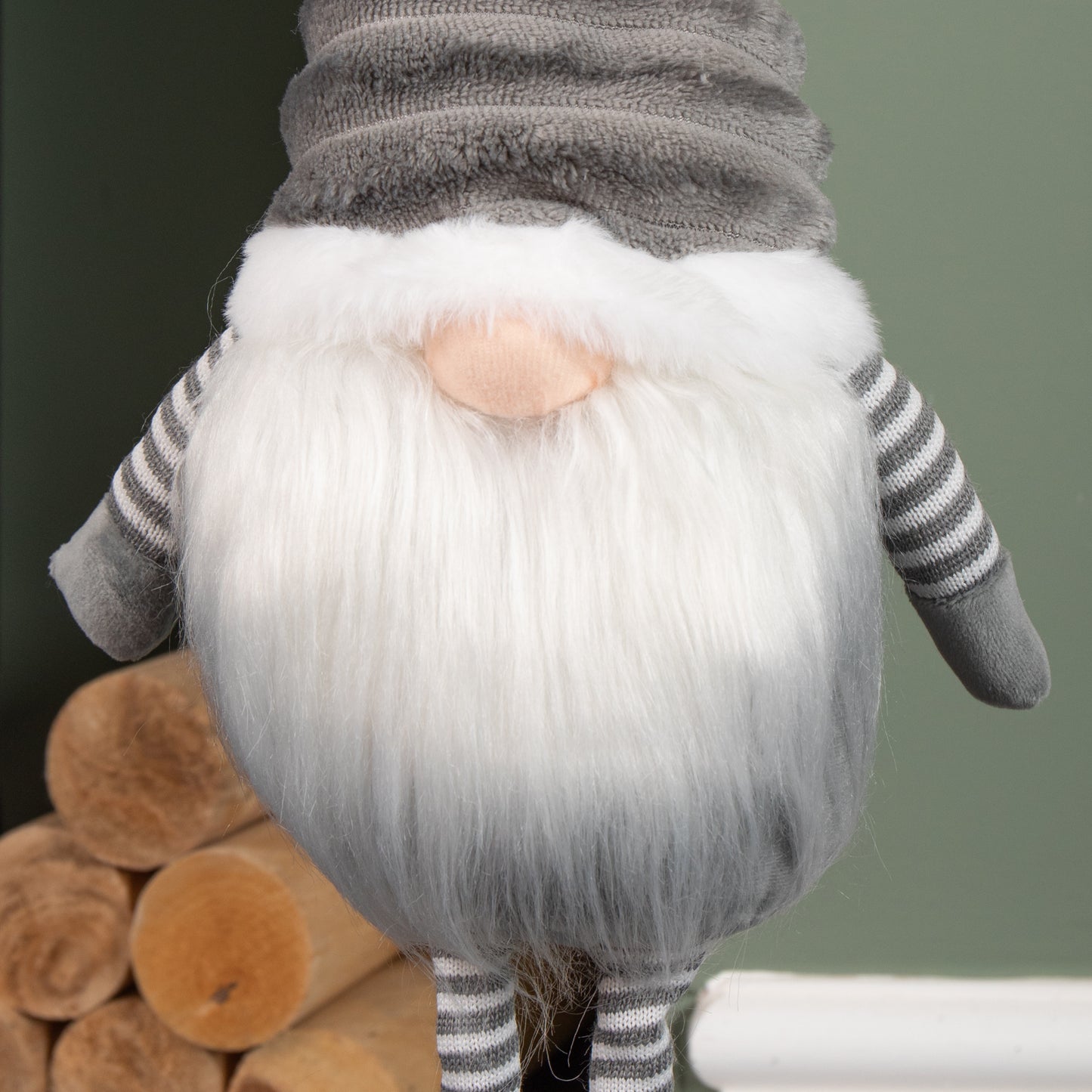 53cm Standing Plush Christmas Gonk with Grooved Hat in Grey