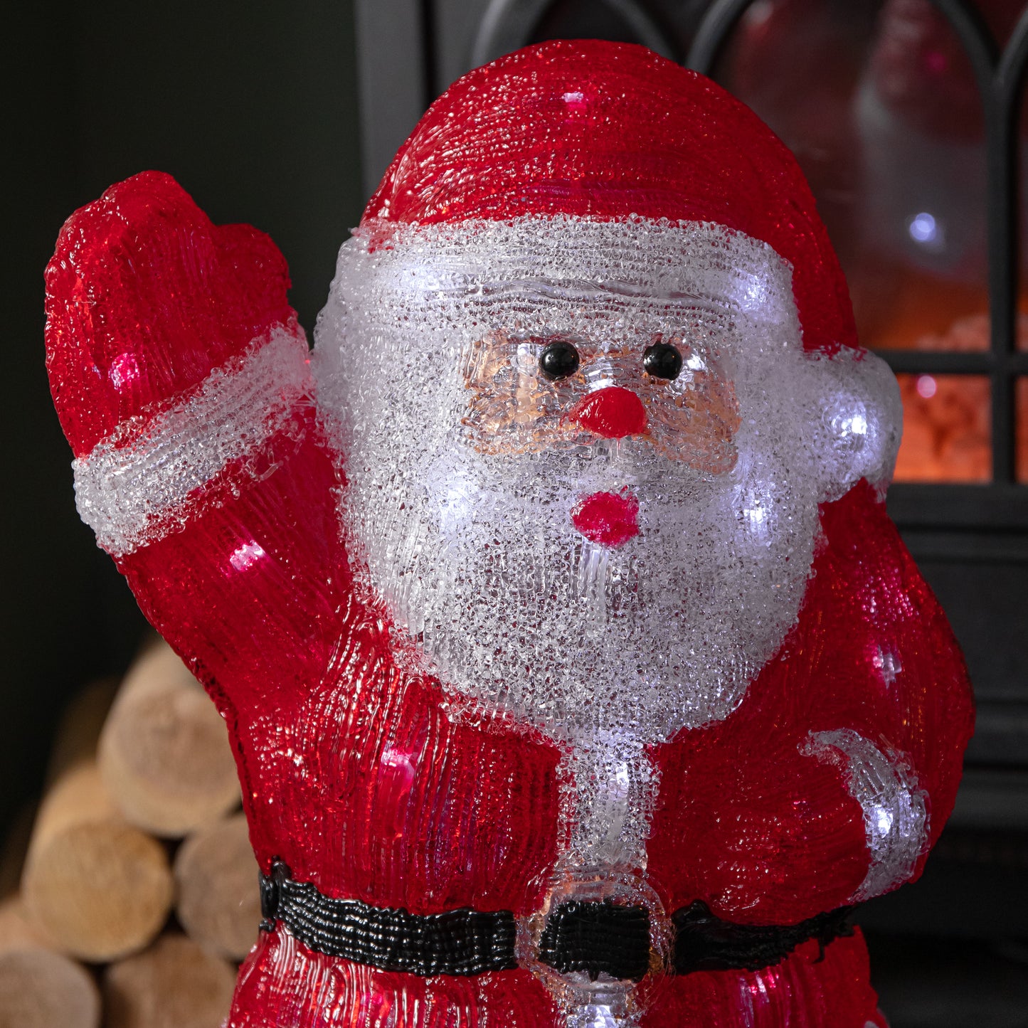 44cm Battery Operated Light up Acrylic Christmas Santa Decoration with LEDs