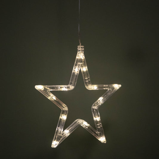 20cm Battery Operated Light up Christmas Star Window Decoration with Warm White LEDs