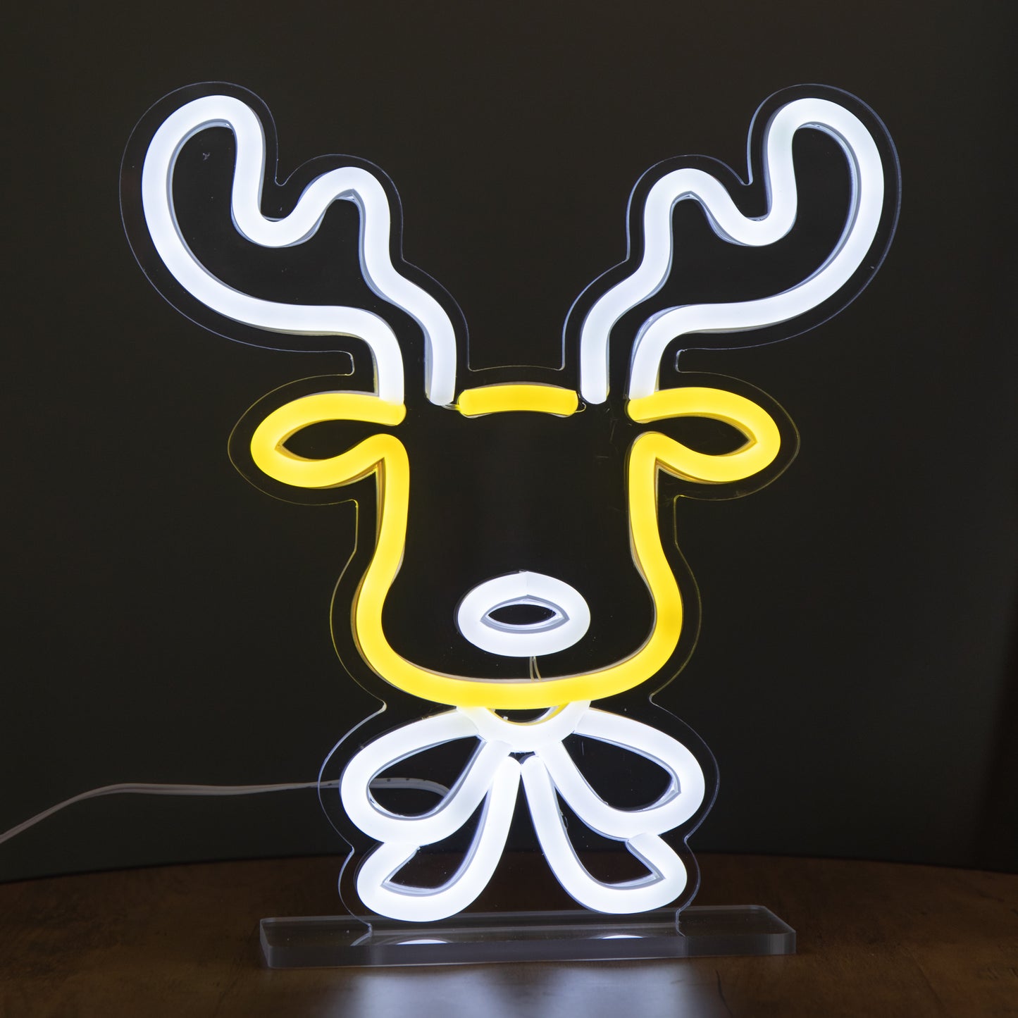 25cm Light up Christmas Reindeer Face Table Top Neon Sign