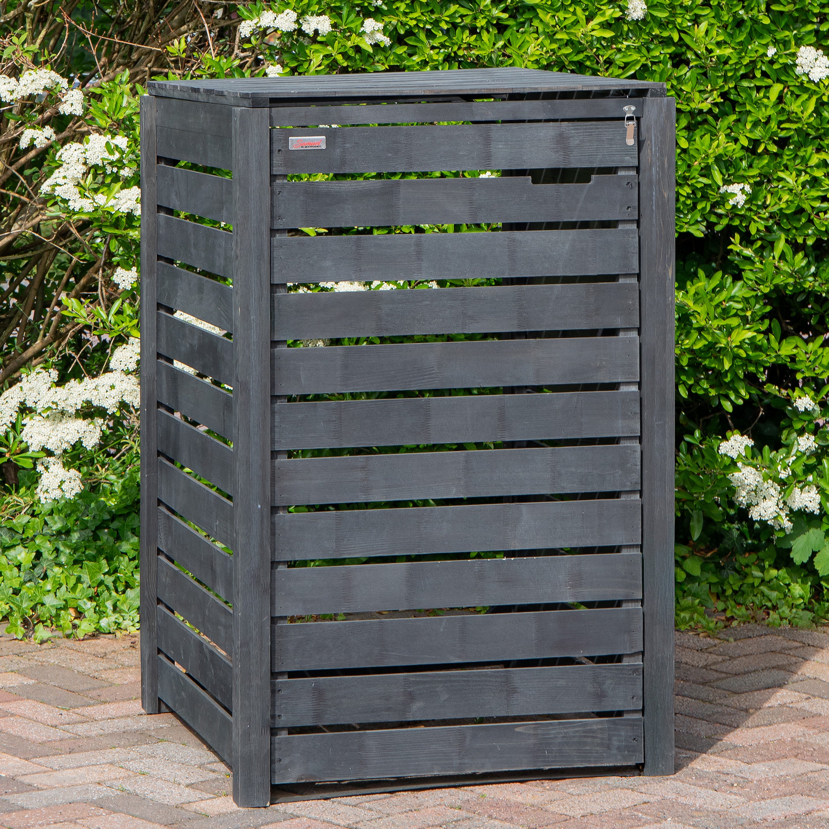 74cm x 1.16m Outdoor Wooden Garden Wheelie Bin Store Storage for 1 Bin in Dark Grey