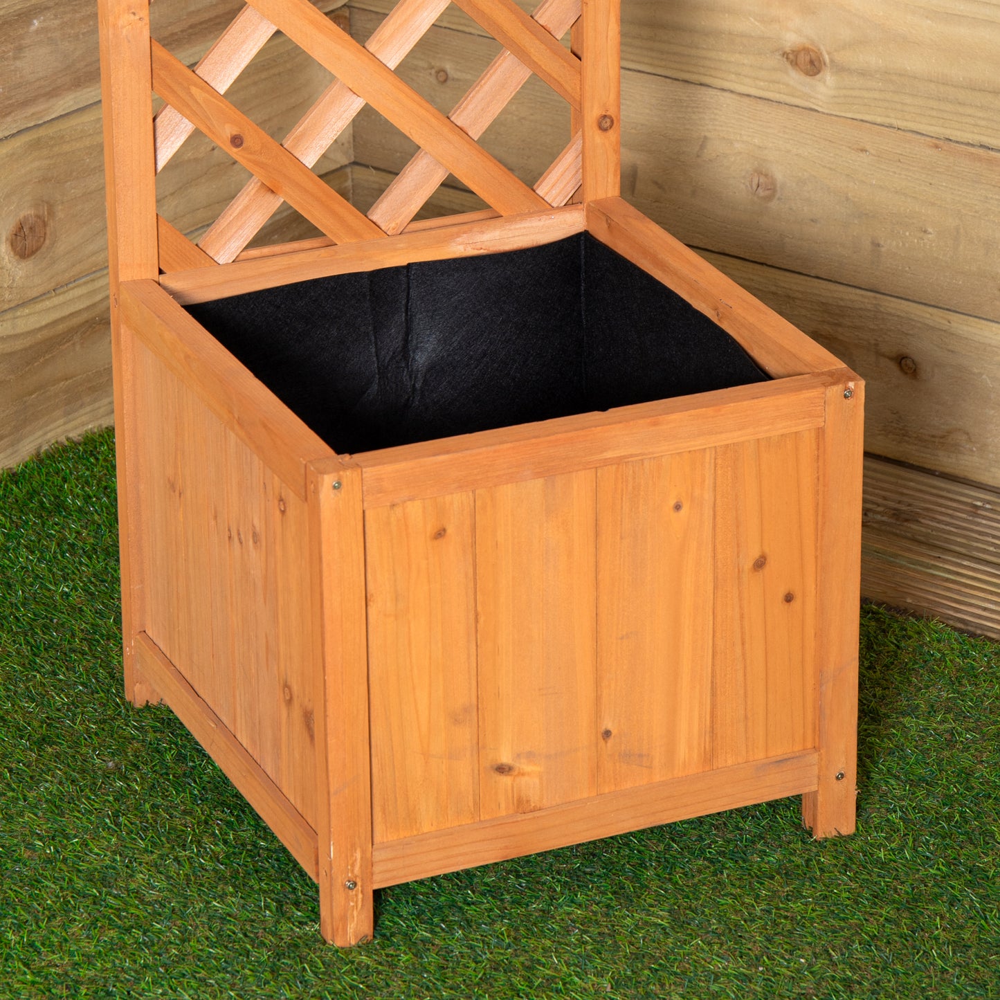 1.6m Samuel Alexander Natural Wooden Freestanding Garden Trellis with Raised Bed Planter