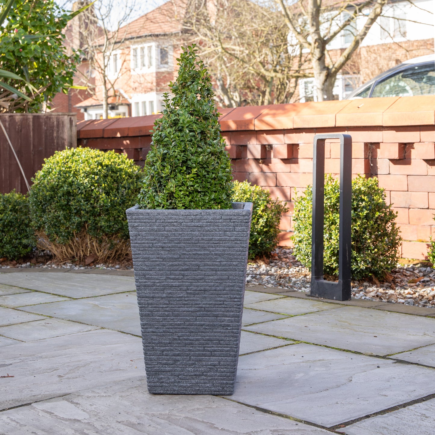 45cm Tall Plastic Ash Grey Slate Effect Garden Patio Trough