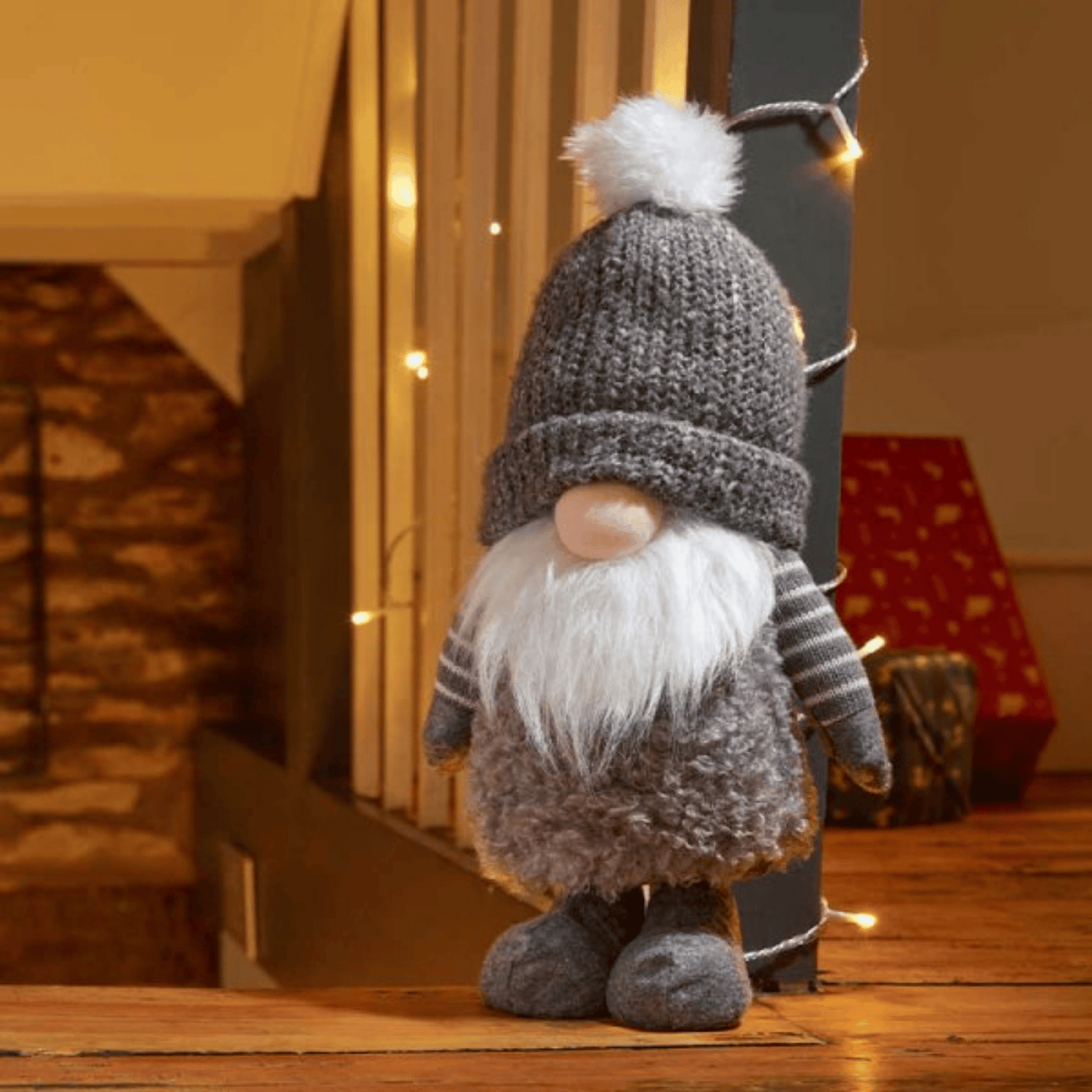 40cm Large Grey Gonk with Bobbly Hat Christmas Decoration