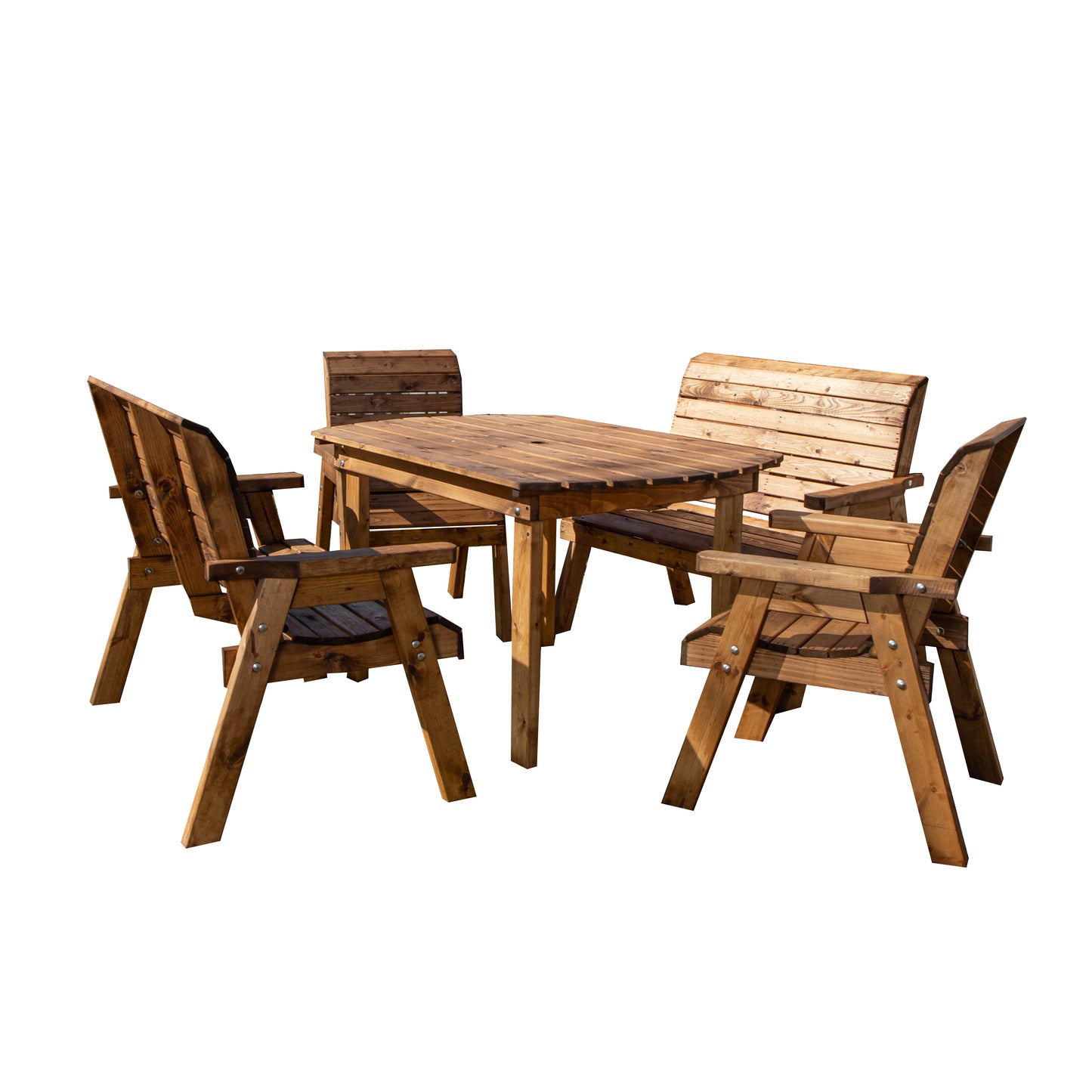 Hand Made 6 Seater Rustic Wooden Garden Furniture Table and Bench/Chairs Set