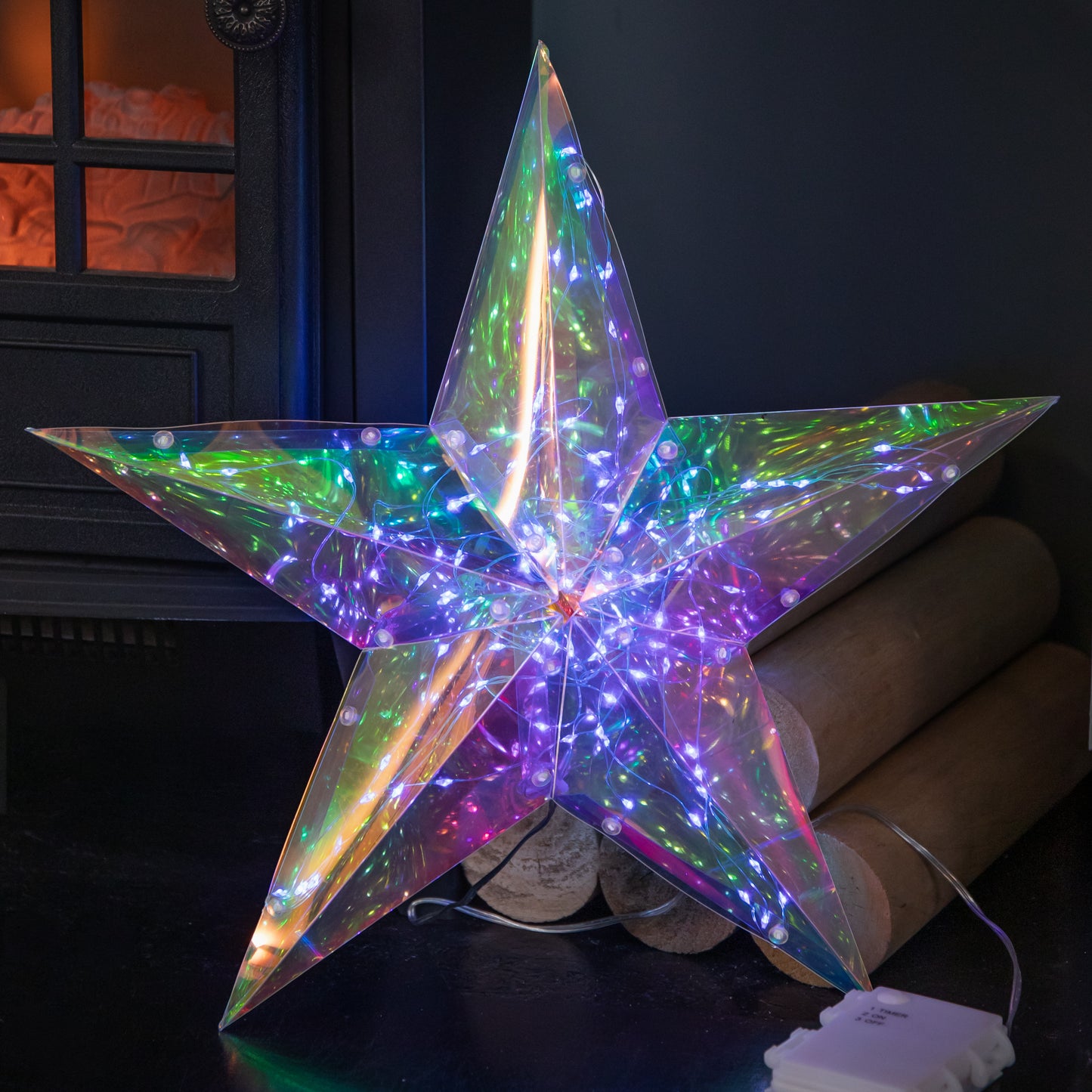 36cm Battery Operated Light up Hanging Christmas Dreamlight Star with 100 White LEDs