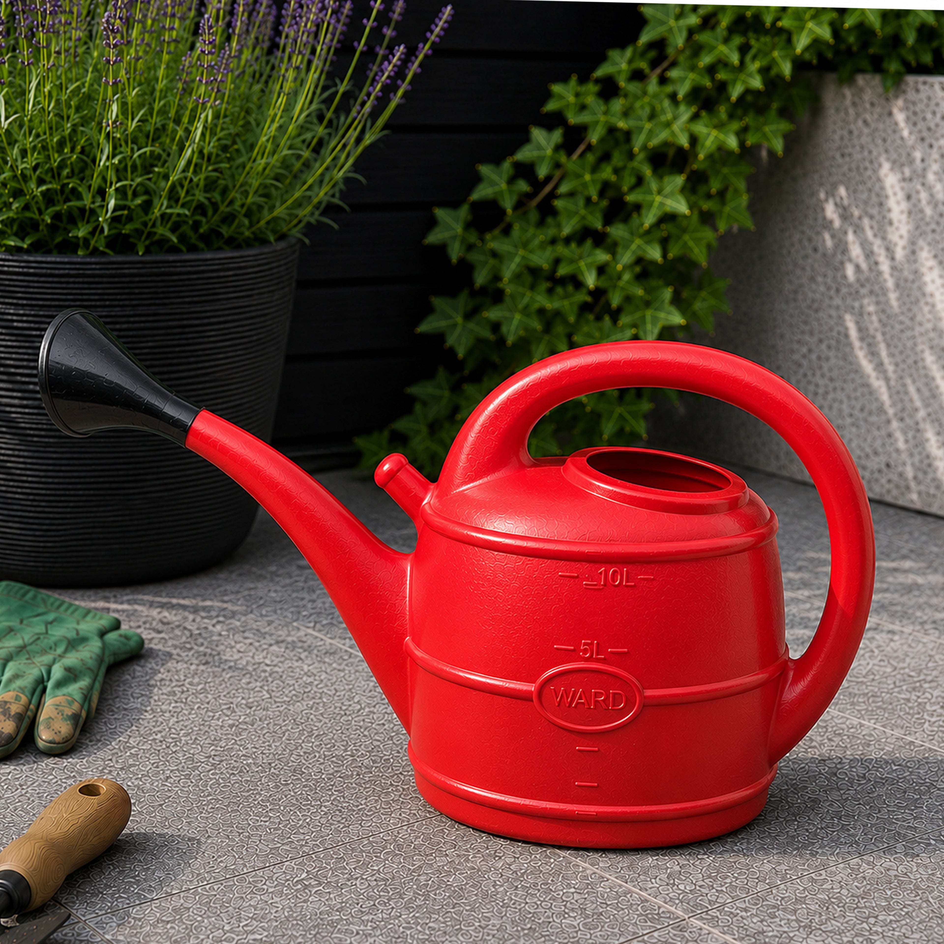 5L Ward Garden Watering Can with Rose in Red