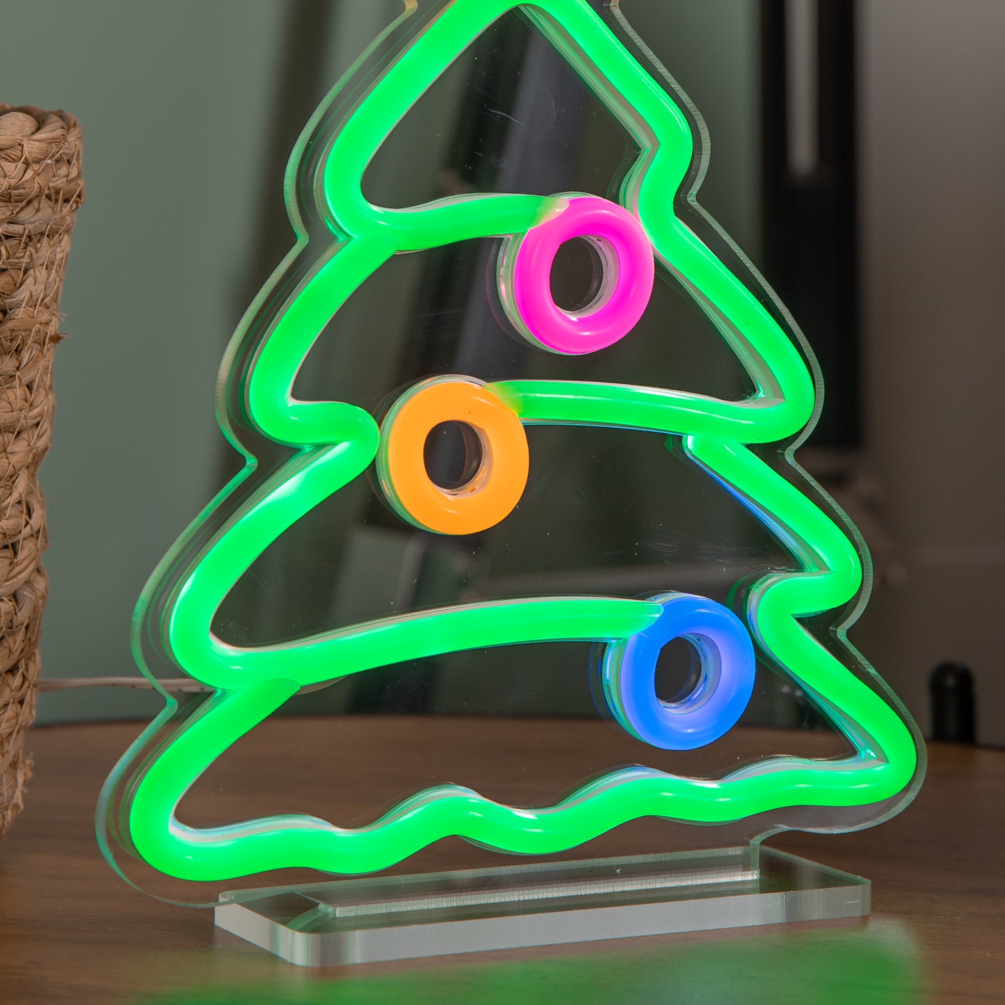 25cm Light up Christmas Tree Table Top Neon Sign