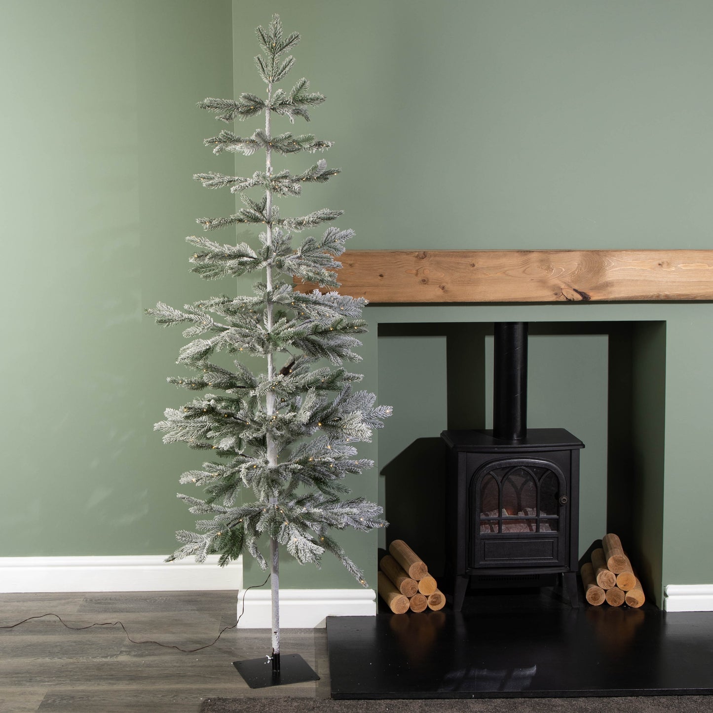 6ft (1.8m) Light up Christmas Pine Needle Tree with 300 Warm White LEDs and Metal Stand