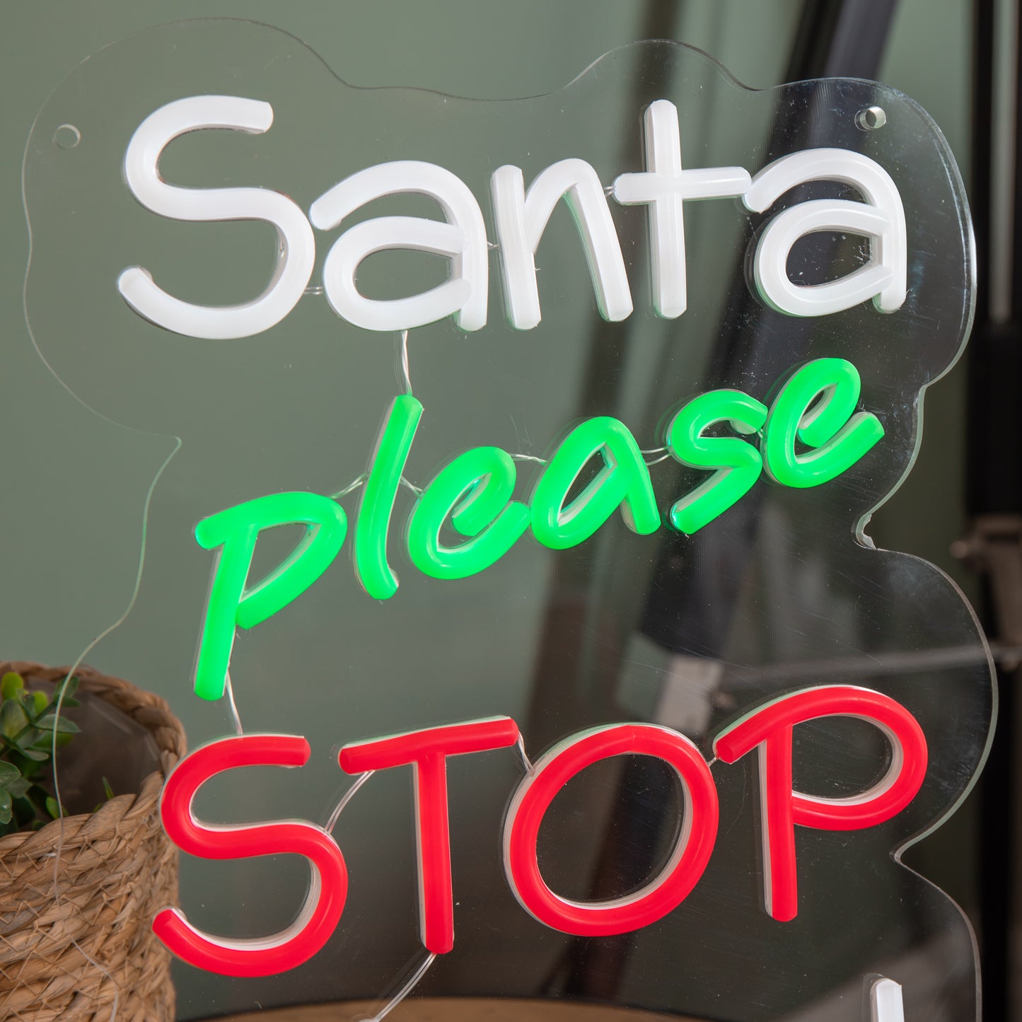 35cm Light up Santa Please Stop Here Neon Christmas Sign 