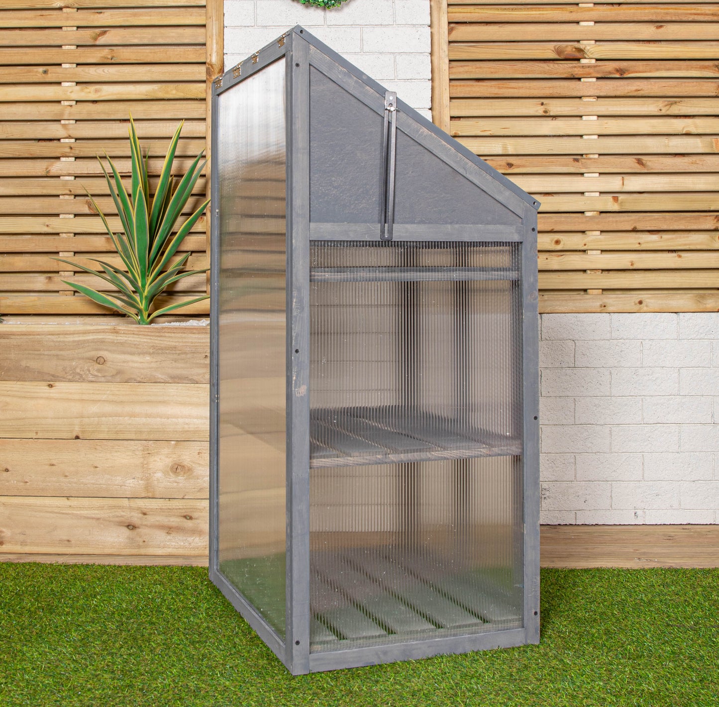 Samuel Alexander Wooden Mini Greenhouse Cold Frame - Small Greenhouse Grey H120 x W69 x D49cm