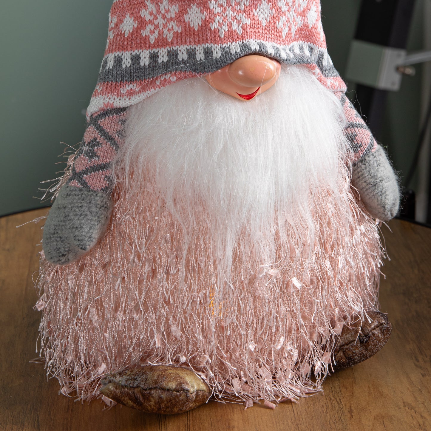 30cm Christmas Male Gonk with LED Light - Striped Hat