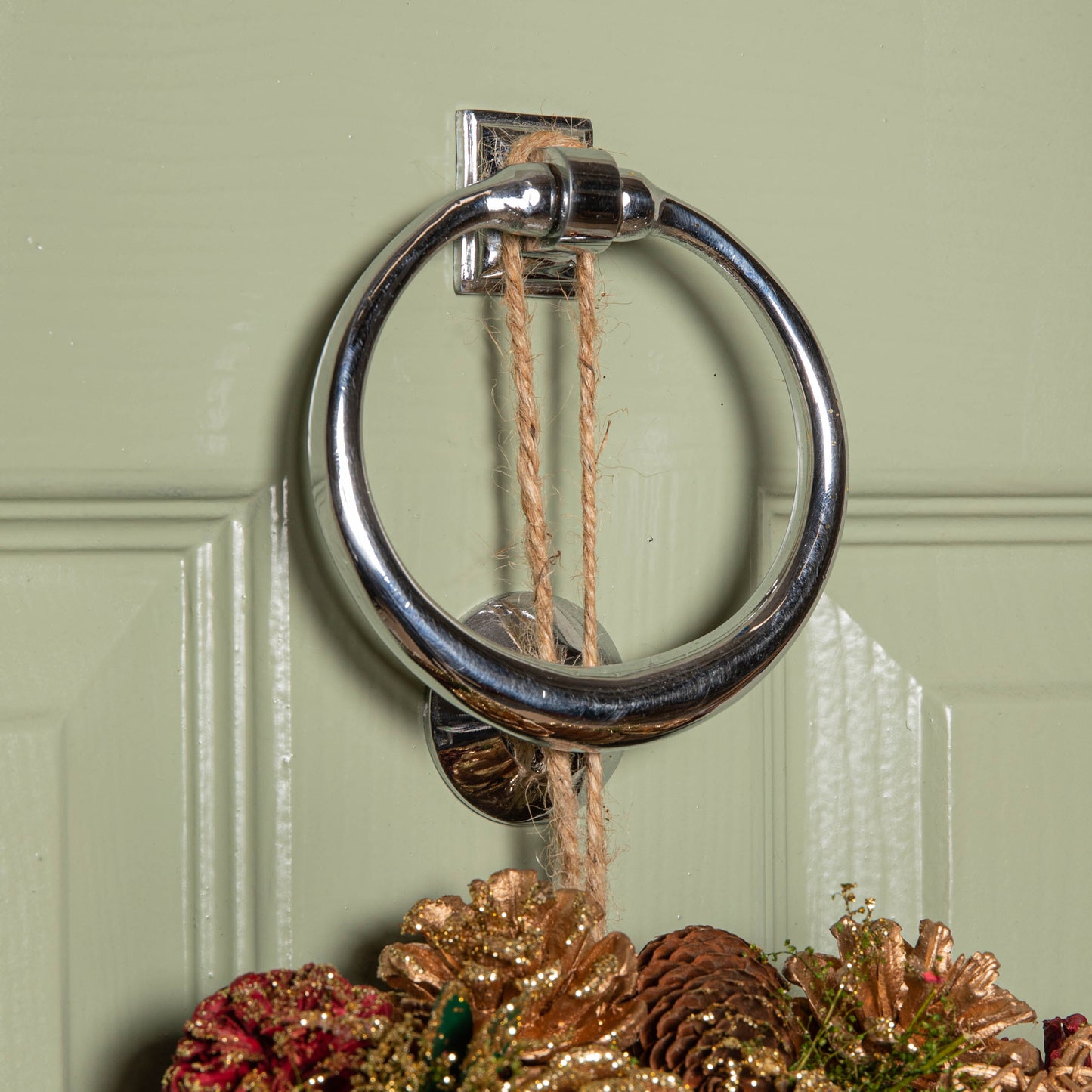 36cm Red Hanging Christmas Wreath with Red Berries and Pinecones 