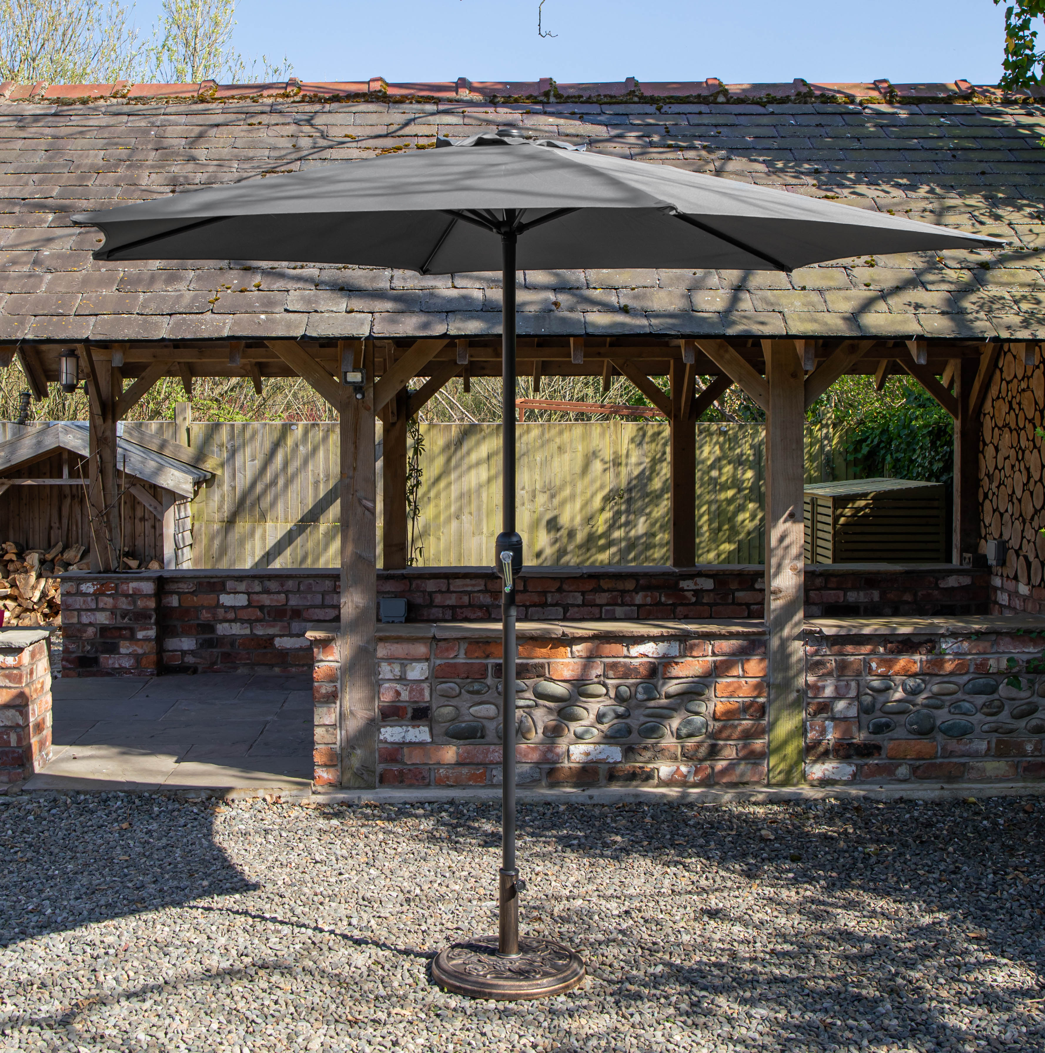 Samuel Alexander 2.7m Havana Garden Patio Parasol with Crank Handle and Cover in Grey