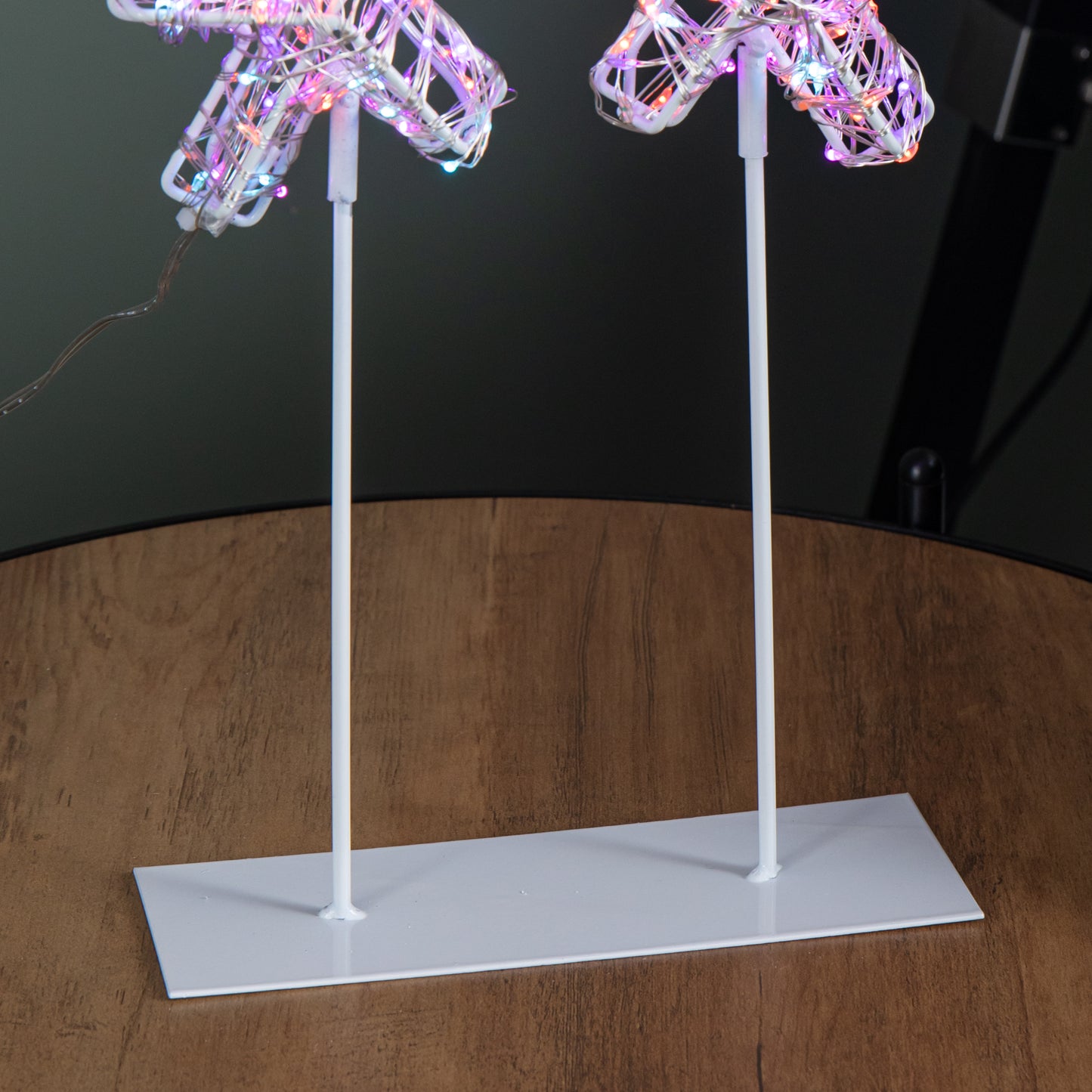 45cm Light up White Christmas Snowflake on Metal Stand with Twinkling Rainbow LEDs