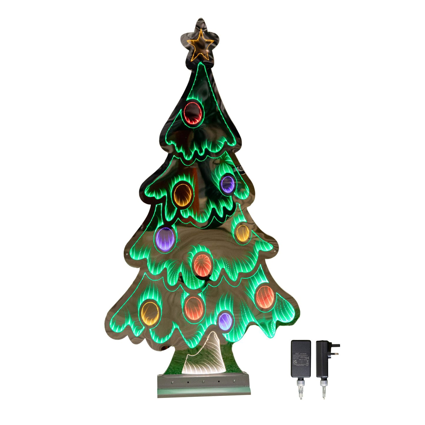 4ft (1.2m) Tall Light up Christmas Tree Infinity Decoration with Multi-Coloured LEDs