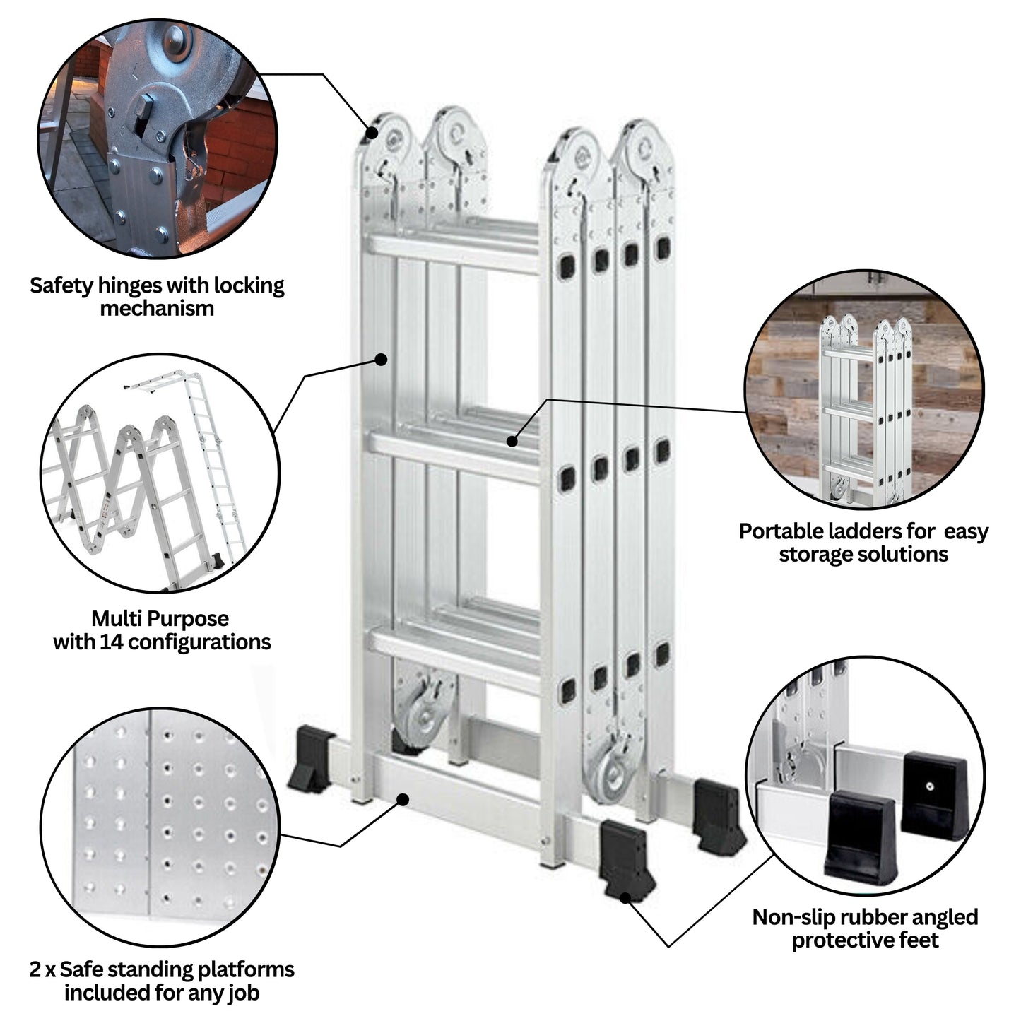 Factory Seconds 3.46m Lightweight Aluminium Folding Multi-position Work Platform Ladder