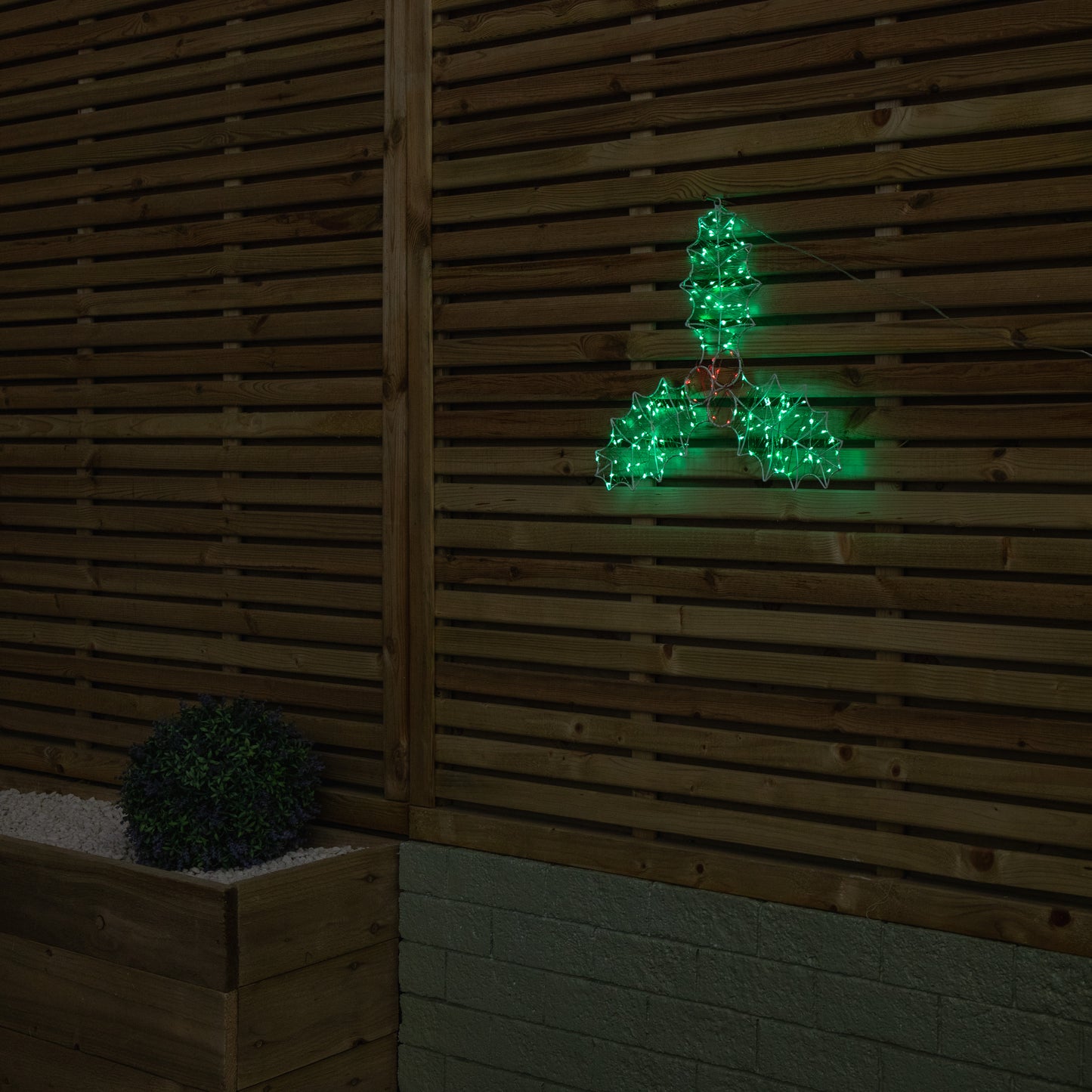 42cm x 44cm Light up Christmas Holly and Berries Dewdrop Silhouette with Twinkling LEDs