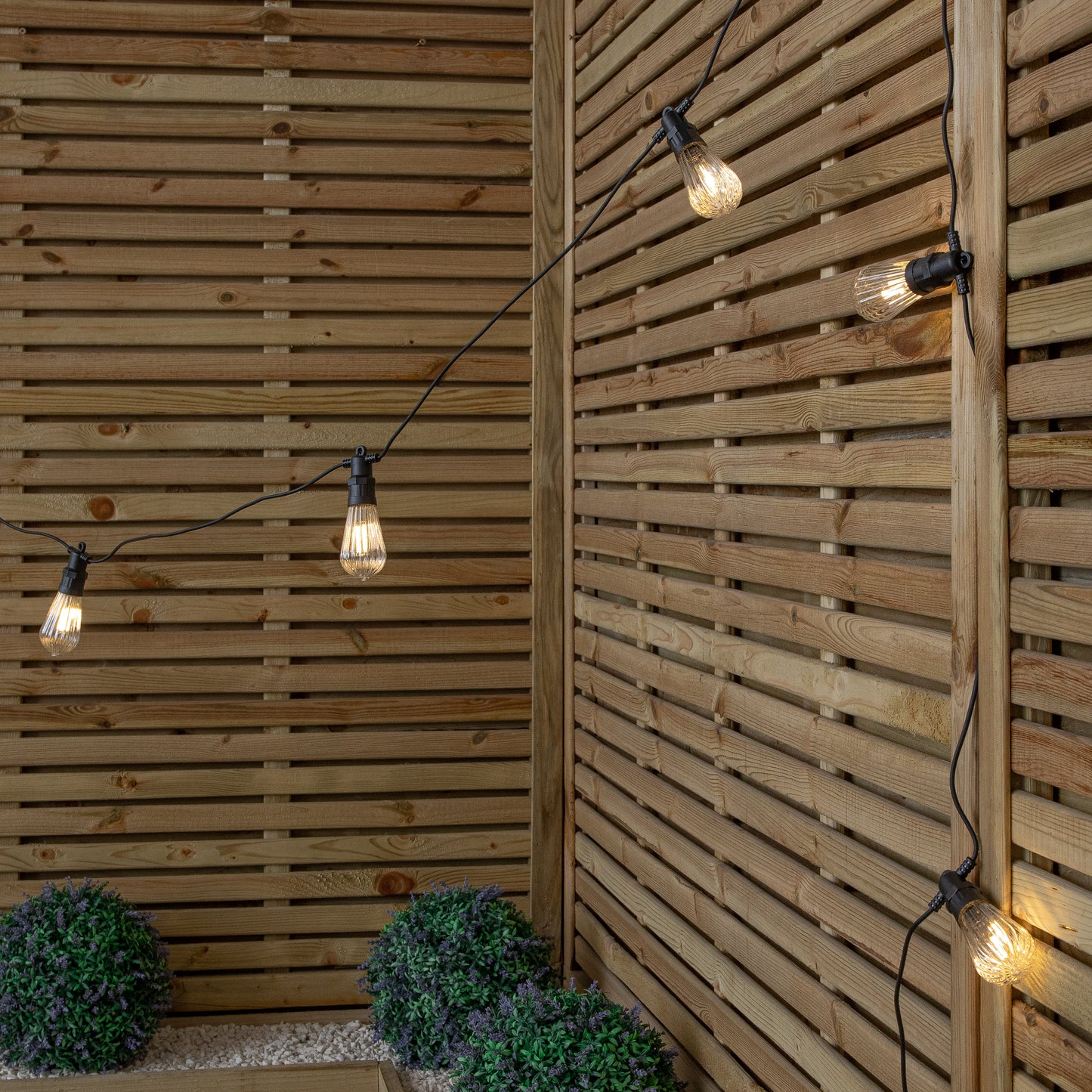 4.5m Set of 10 Connectable Fluted Festoon String Lights with Warm White LEDs