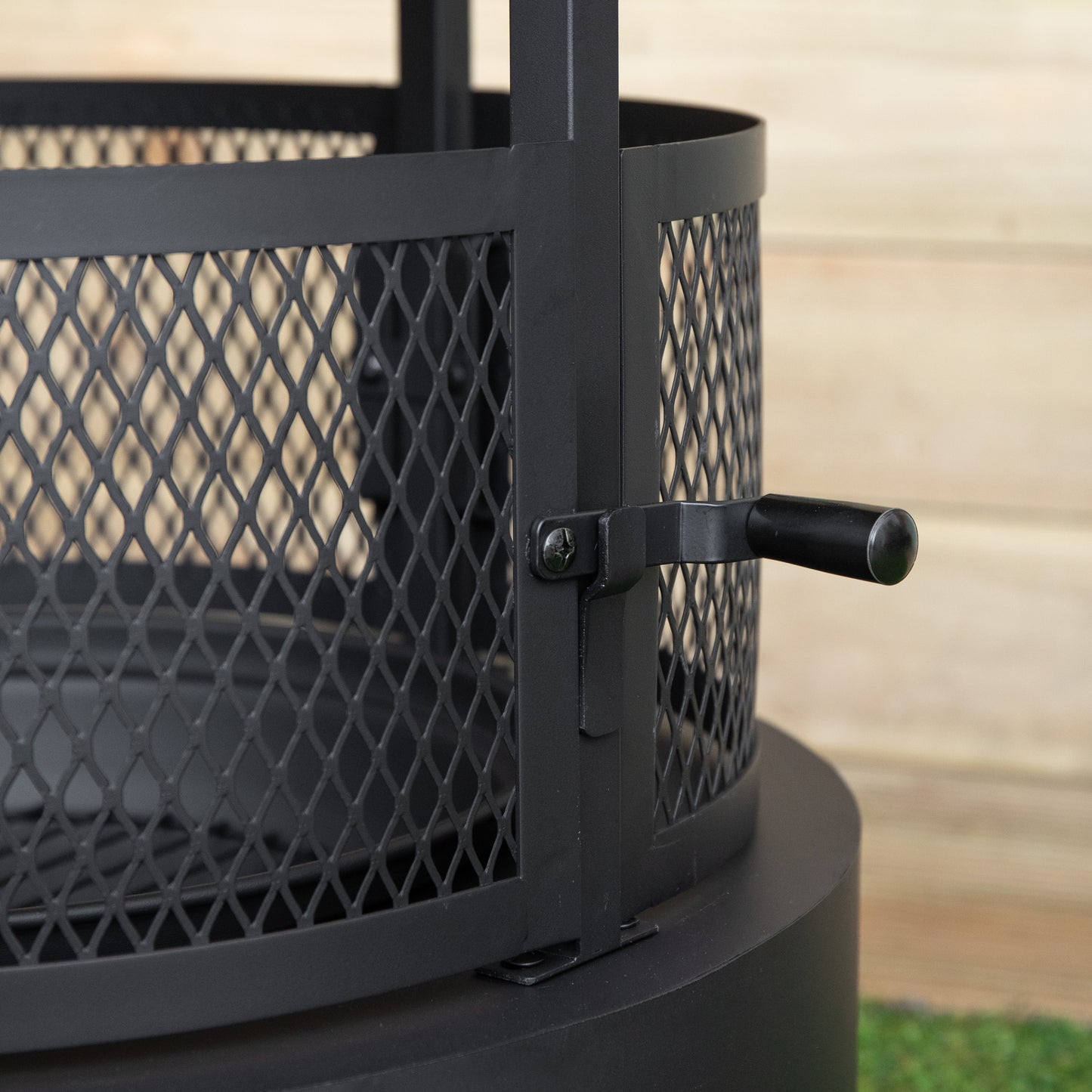 80cm Black Steel Firedancer Chiminea Fire Pit with Fire Poker