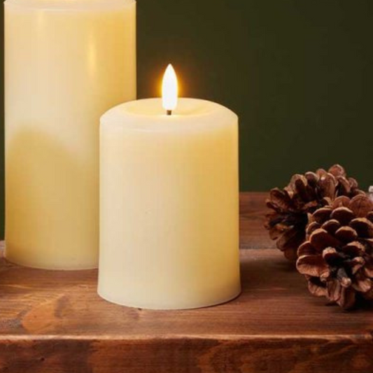 13cm Battery Operated Cream Flickering Flameless LED Pillar Candle