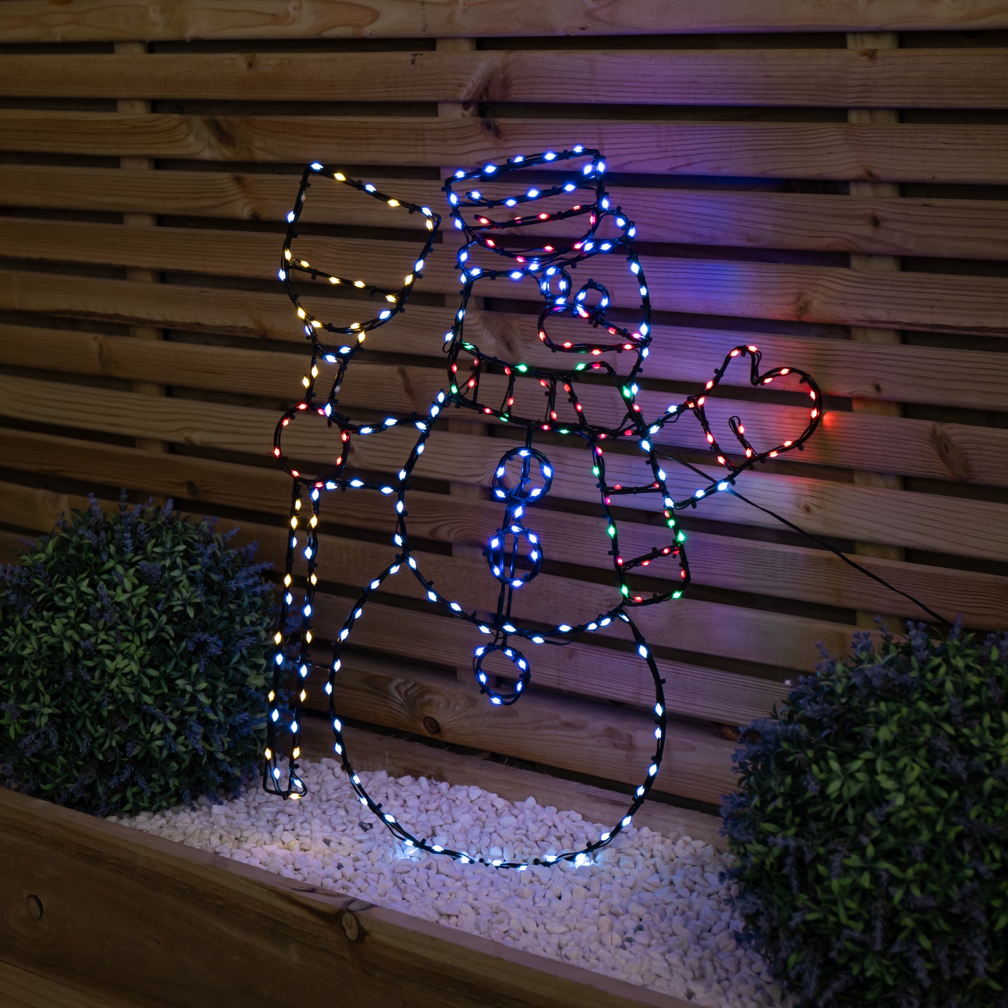 59cm x 45cm Light up FlexiBrights Christmas Snowman Silhouette with 238 Multi-Coloured LEDs