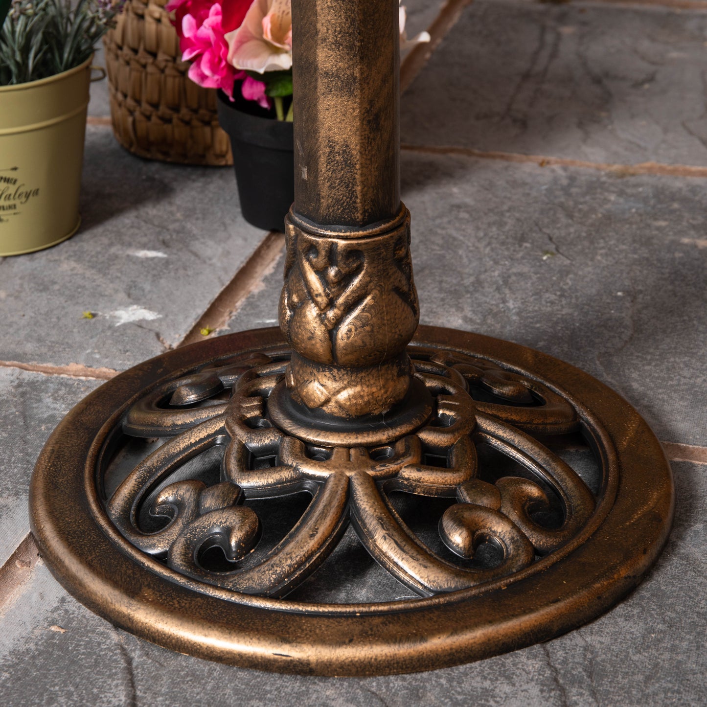 Factory Seconds: 81cm Bronze Effect Garden Patio Bird Bath with Bird Sculptures