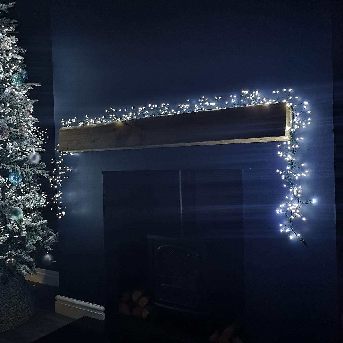 5.4m White LEDs Green Garland Wire Light Christmas Decoration with Timer