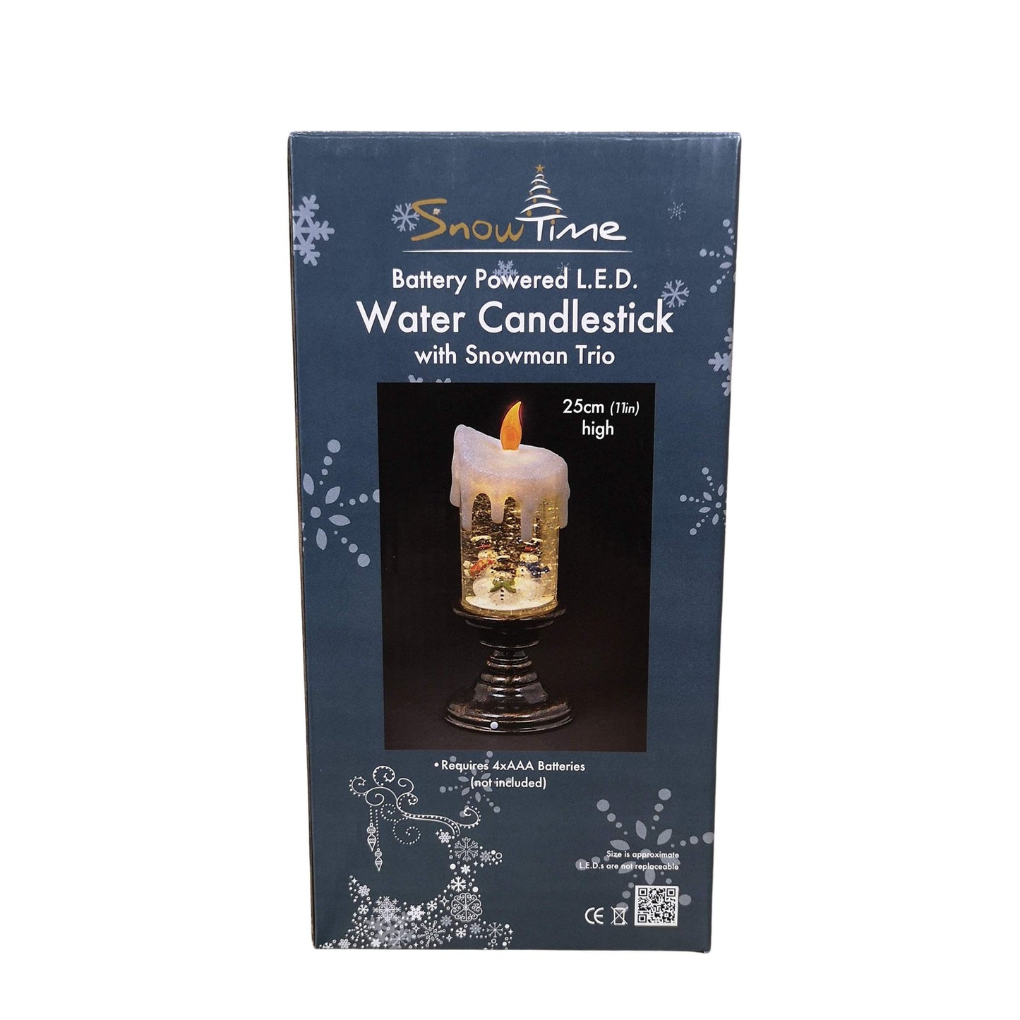 25cm Snowtime Indoor Battery Operated LED Water Candle Stick Spinner with Snowman Scene