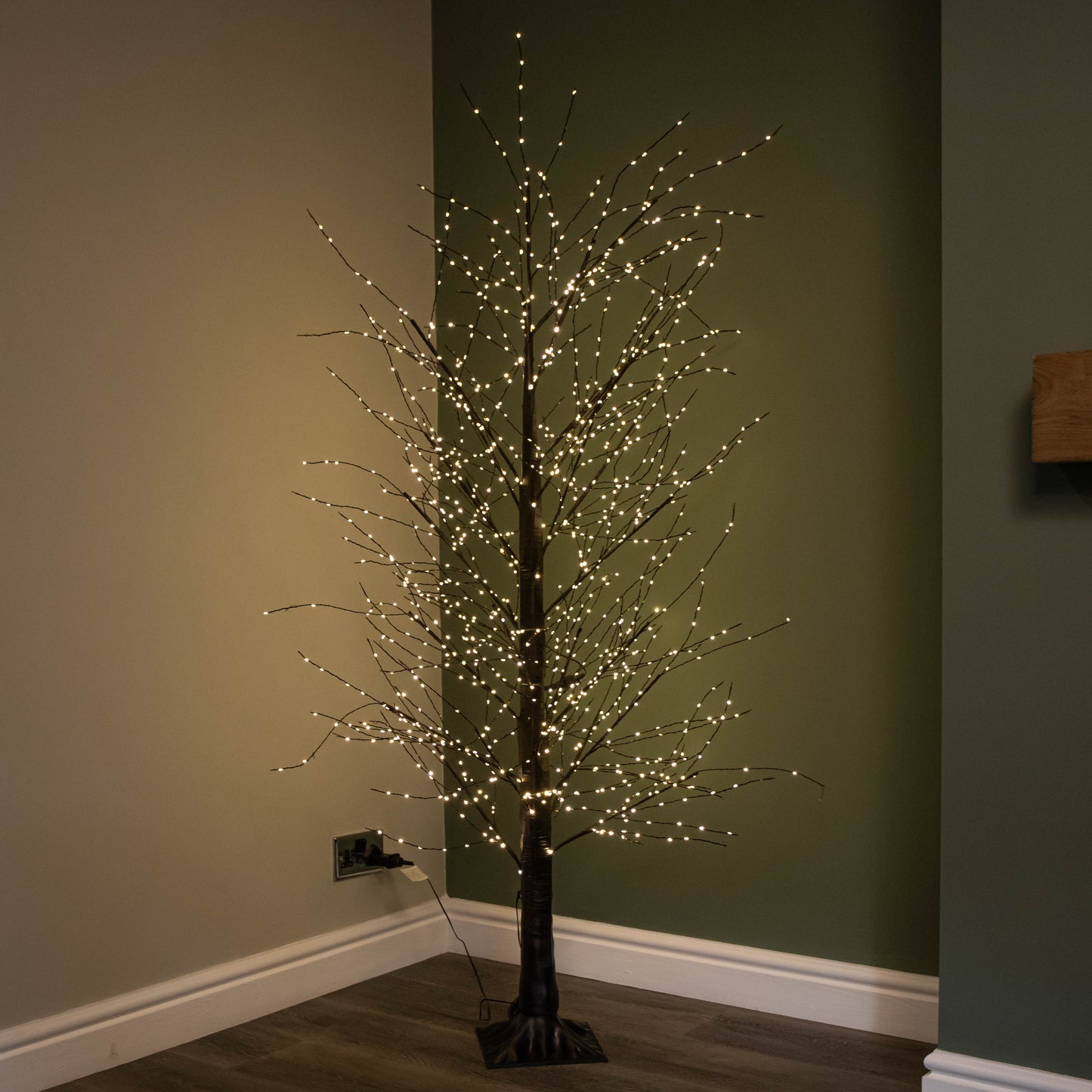 Factory Seconds: 6ft (1.8m) Light up Black Micro Dot Christmas Tree with 1300 Static & Twinkling Warm White LEDs