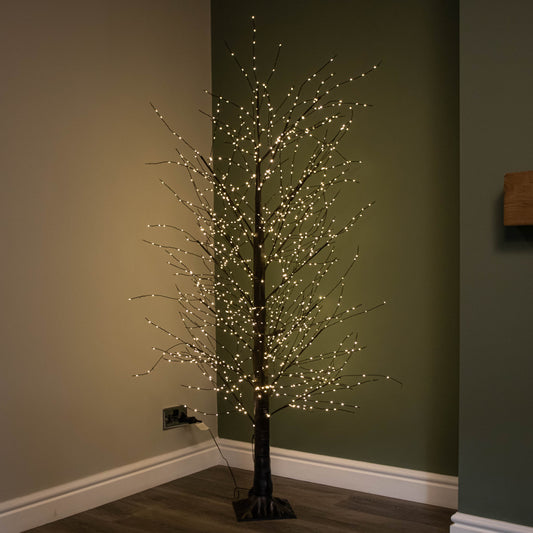Factory Seconds: 6ft (1.8m) Light up Black Micro Dot Christmas Tree with 1300 Static & Twinkling Warm White LEDs