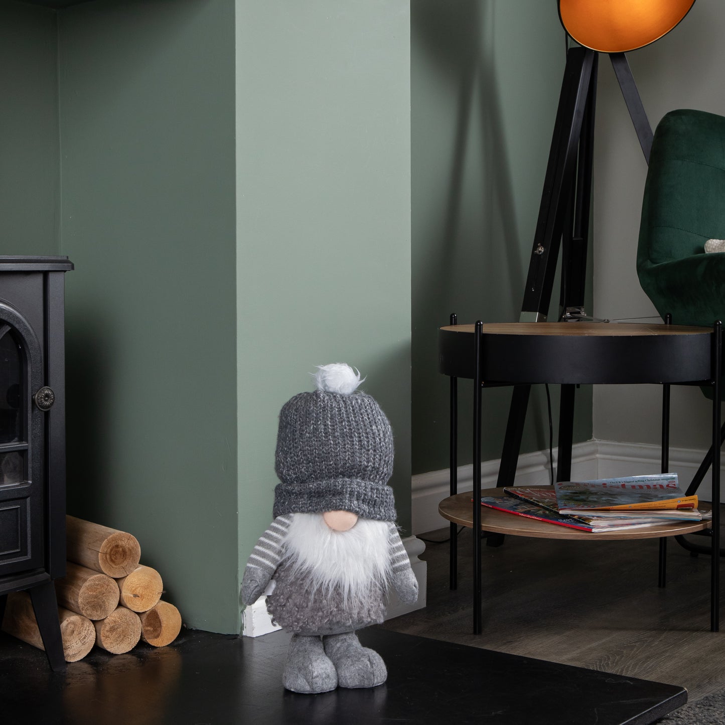 40cm Large Grey Gonk with Bobbly Hat Christmas Decoration
