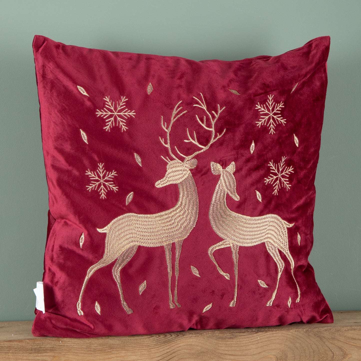 45 x 45cm Soft Fabric Christmas Reindeer Chair Cushion in Ruby Red