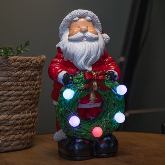 25cm Battery Powered Light up Santa Christmas Hand Painted Decoration with LEDs 