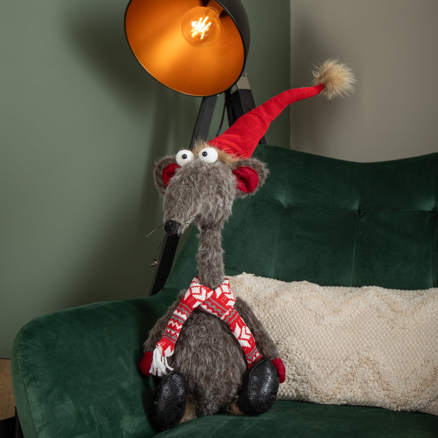 67cm Grey Plush Sitting Rat A Louis Christmas Decoration