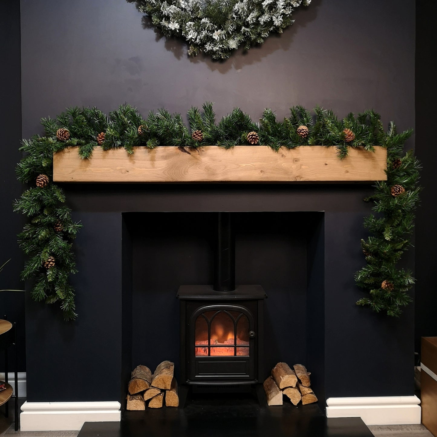 270cm 9ft Deluxe Christmas Princess Garland With 180 Tips and 14 Pine Cones