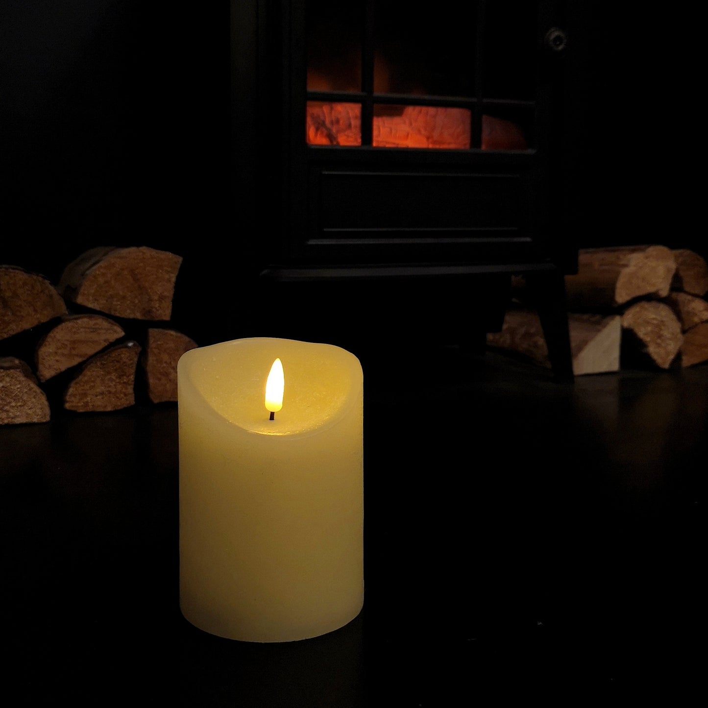 125mm Premier Christmas Cream Flickerbright Candle with Timer