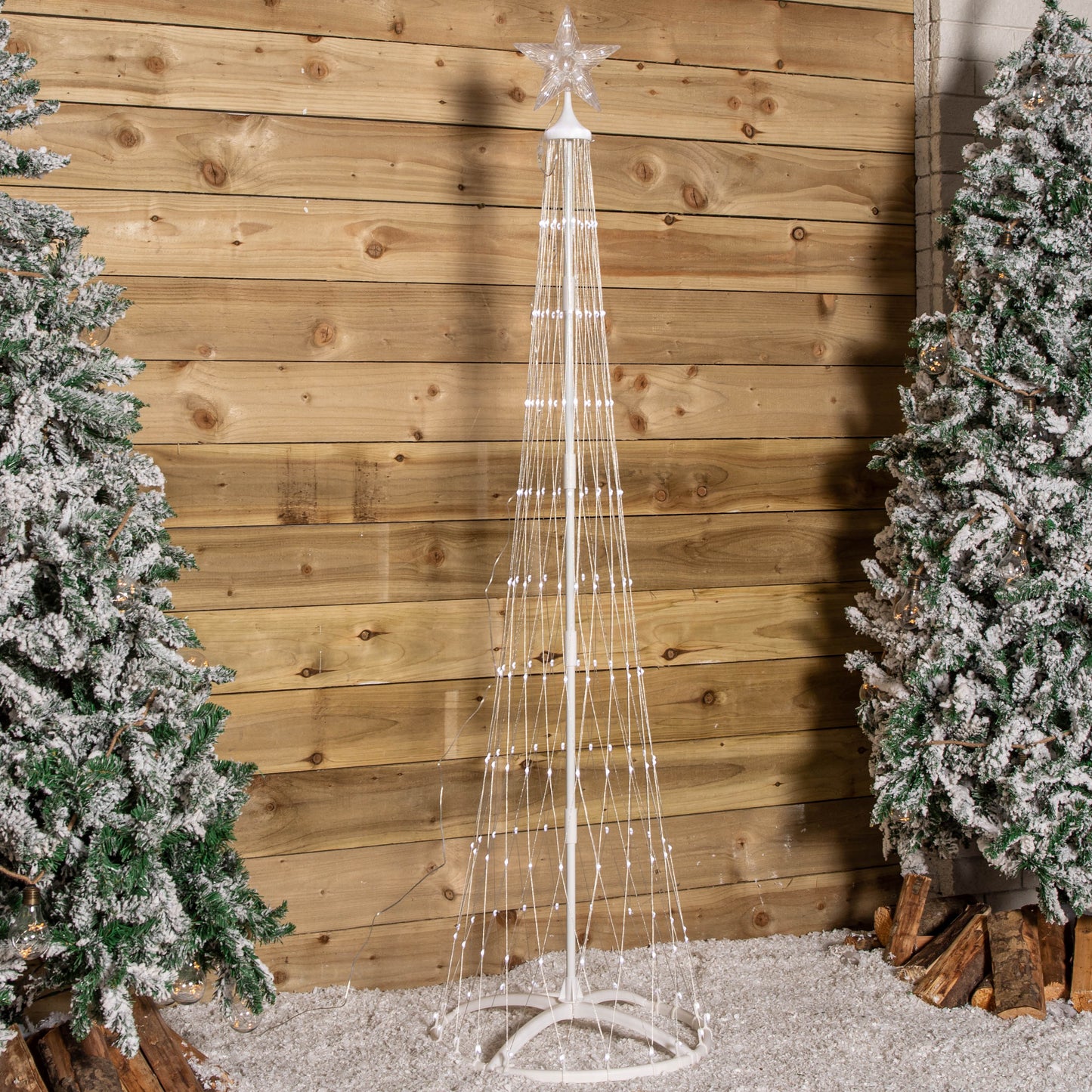 2.5m Light up Christmas Cone Tree with 320 White LEDs and Timer Function