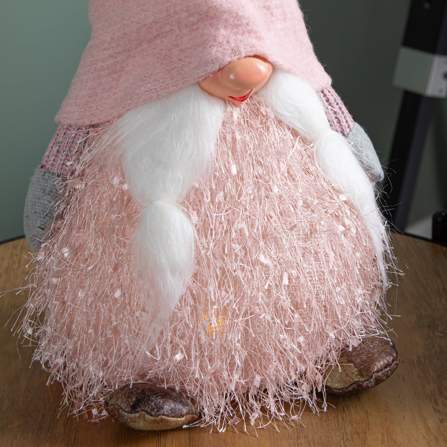 30cm Christmas Female Gonk with LED Light - Pink Hat