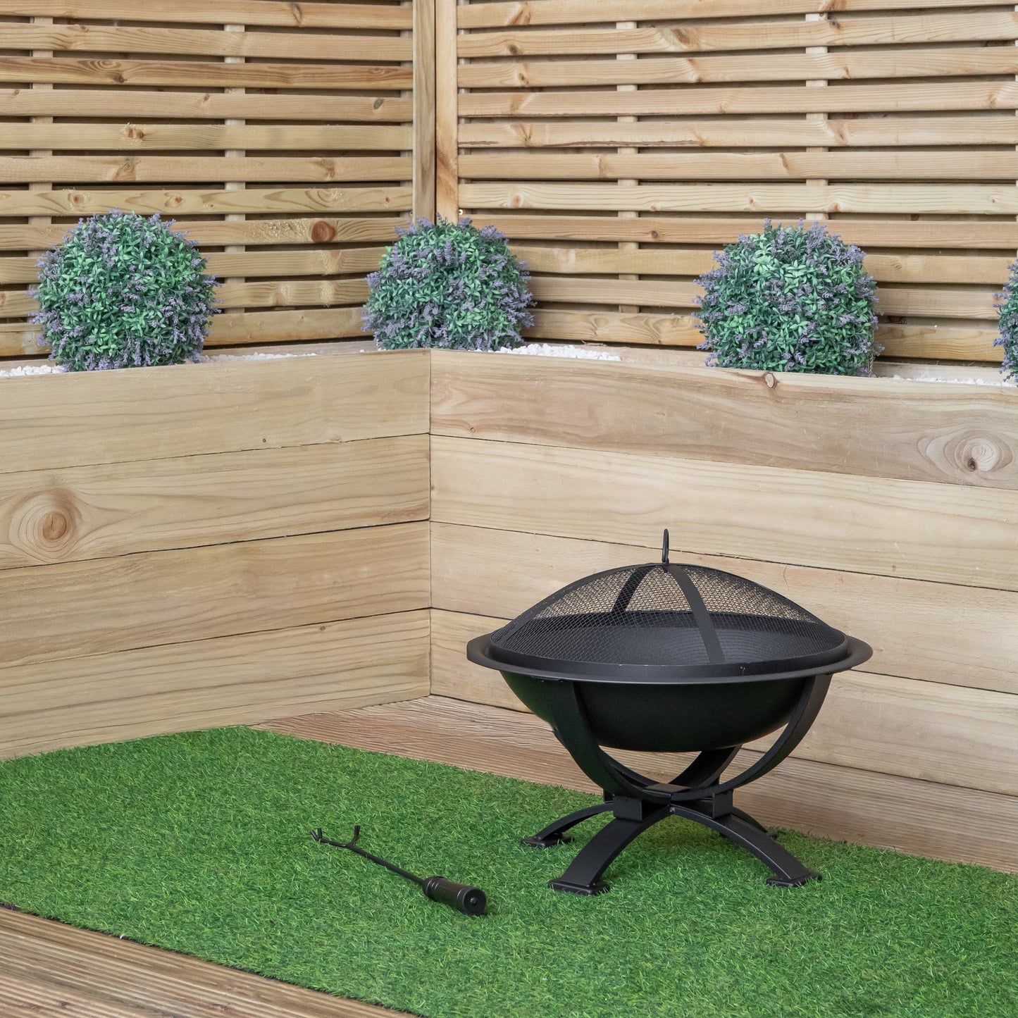 43cm Black Steel Outdoor Garden El Clasico Firepit with Fire Poker