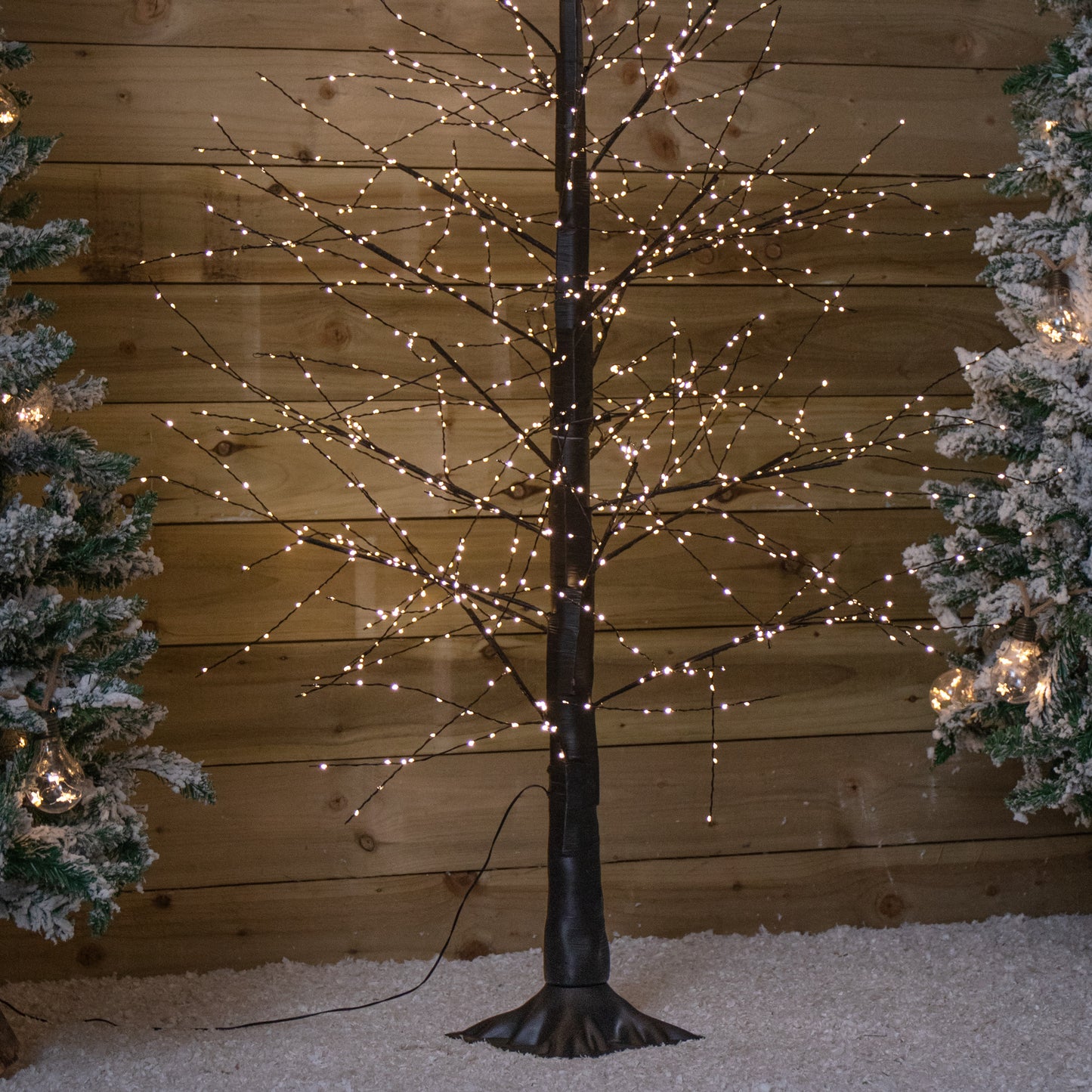 Factory Seconds: 6ft (1.8m) Tall Light up Black Micro Dot Christmas Tree with 1100 Warm White LEDs and Remote Control