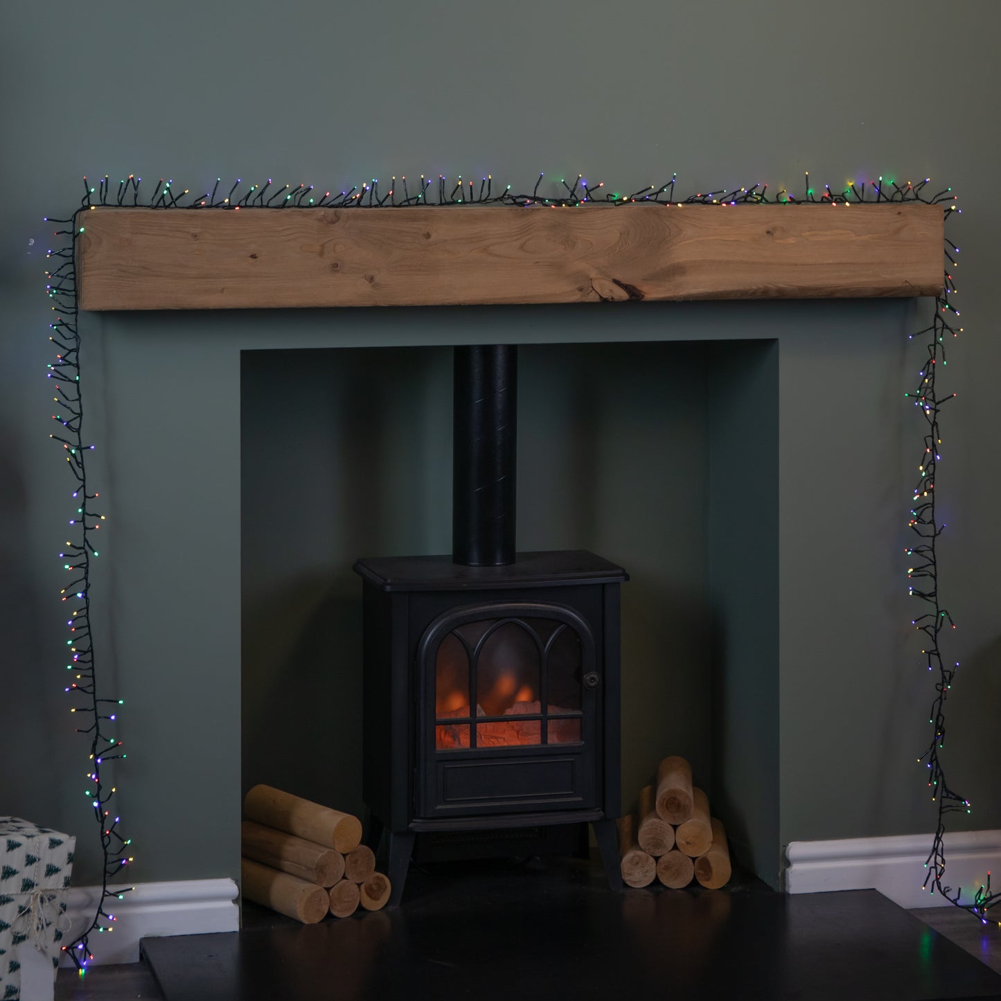 18.5m 1440 LED Christmas Cluster Multi-Action String Lights with Timer in Multi-Coloured