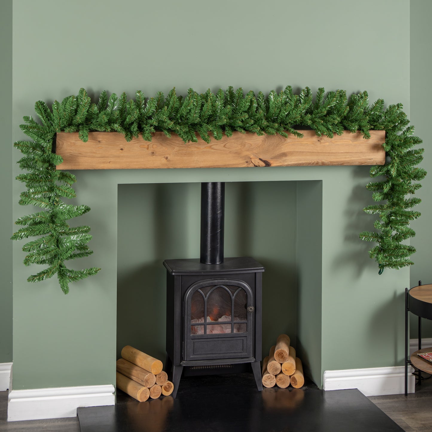 2.7m Plain Green Christmas Garland with 260 Bullet Tips