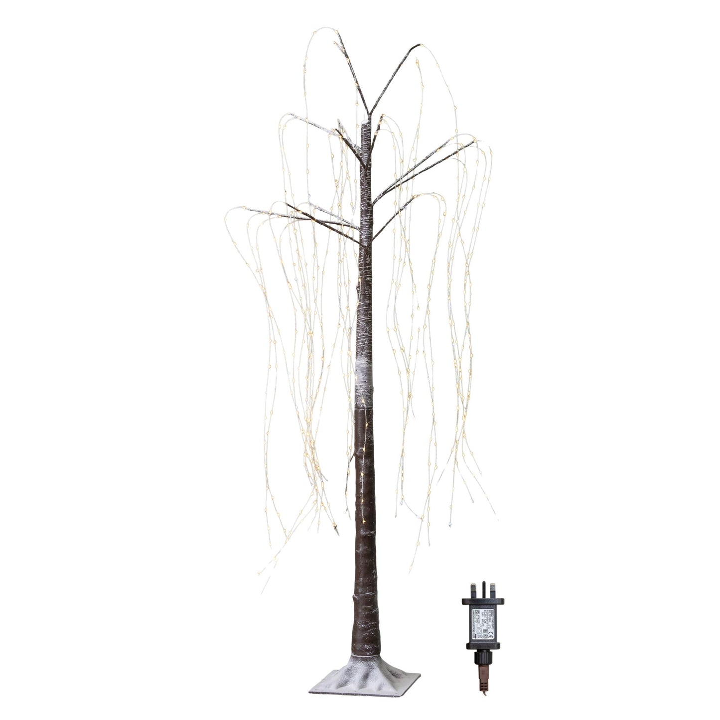 1.8m (6ft) Brown Flocked Willow Christmas Tree with 600 Warm White LEDs