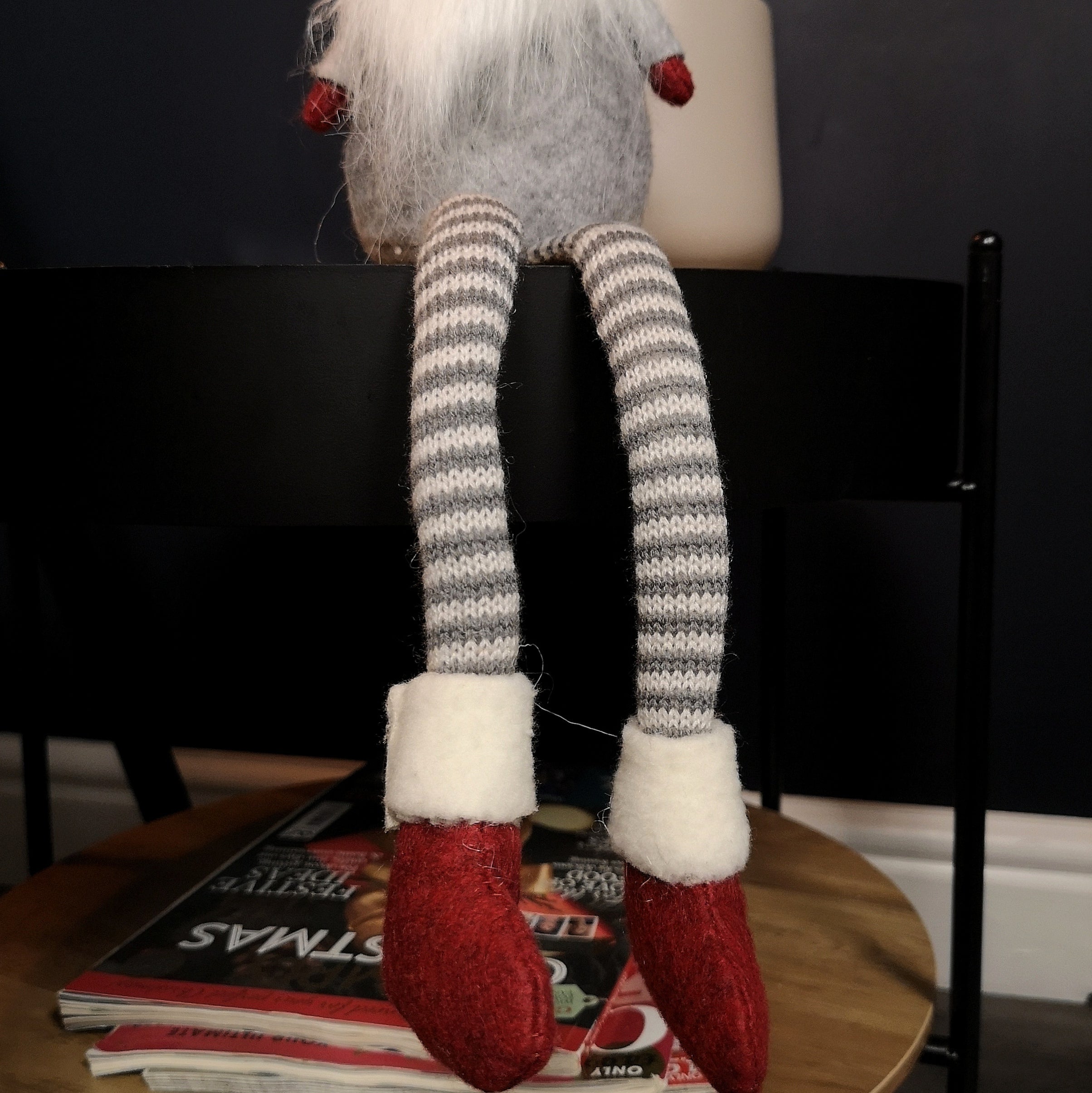 58cm Sitting Plush Christmas Santa Gonk with Dangly Legs in Grey