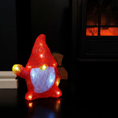 23cm Battery Operated Light up Acrylic Christmas Gonk with LEDs in Red
