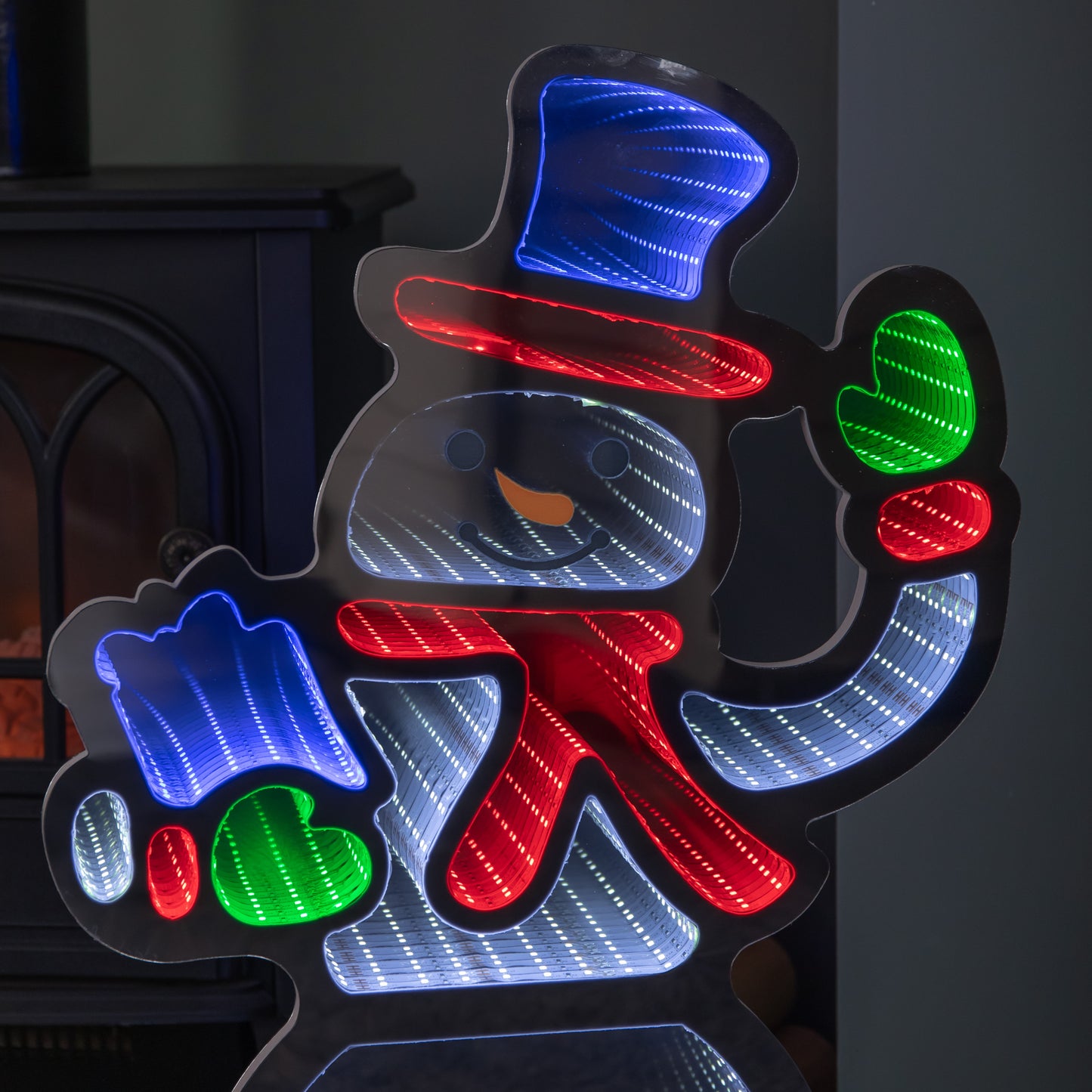 60cm Light up Christmas Snowman Infinity Light with Multi-Coloured LEDs