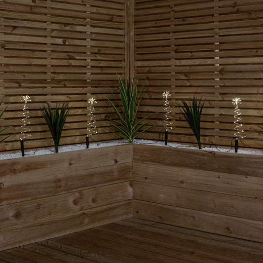 30cm Set of 4 Light up Silver Christmas Tree Garden Path Lights with 200 Warm White LEDs